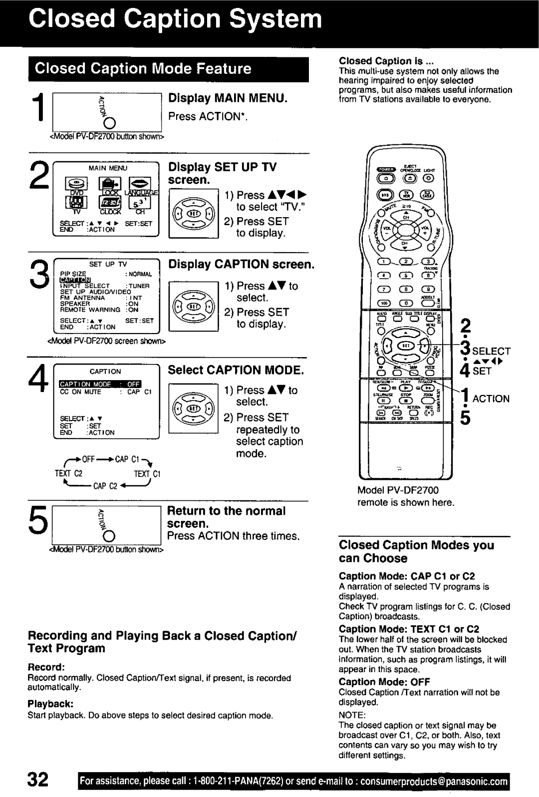 Panasonic PV-DF2700, PV-DF2000 manual 
