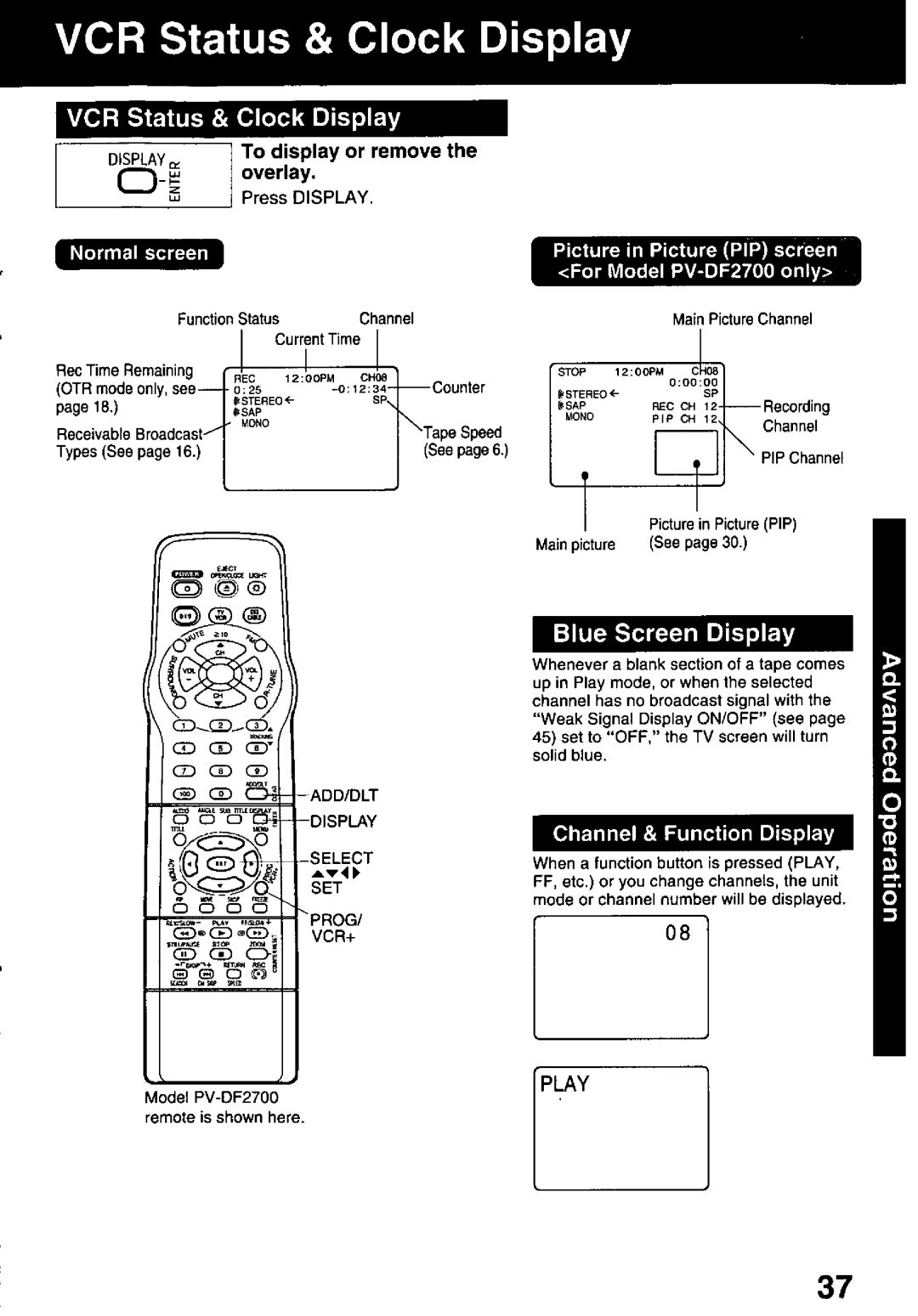 Panasonic PV-DF2000, PV-DF2700 manual 