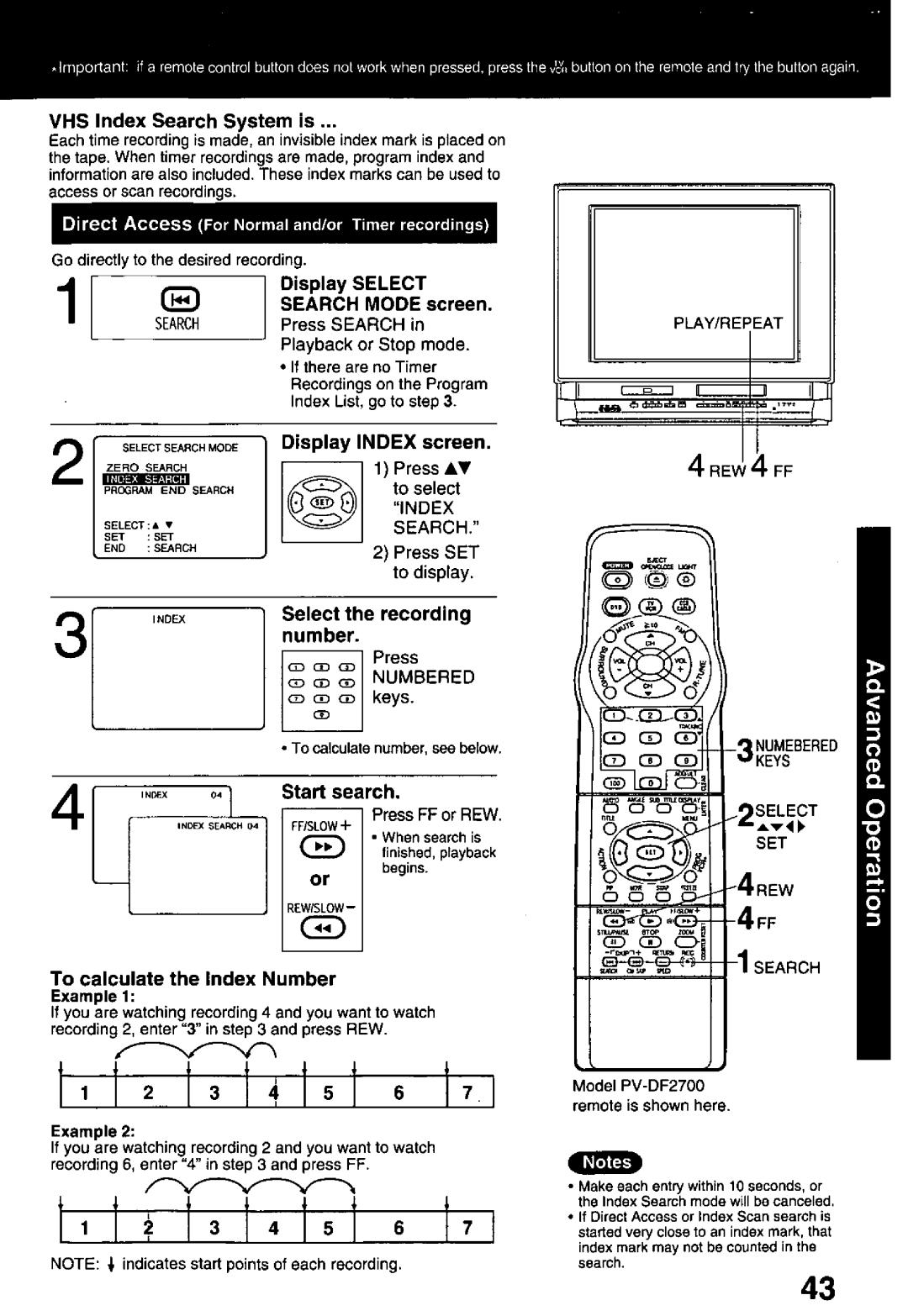 Panasonic PV-DF2000, PV-DF2700 manual 