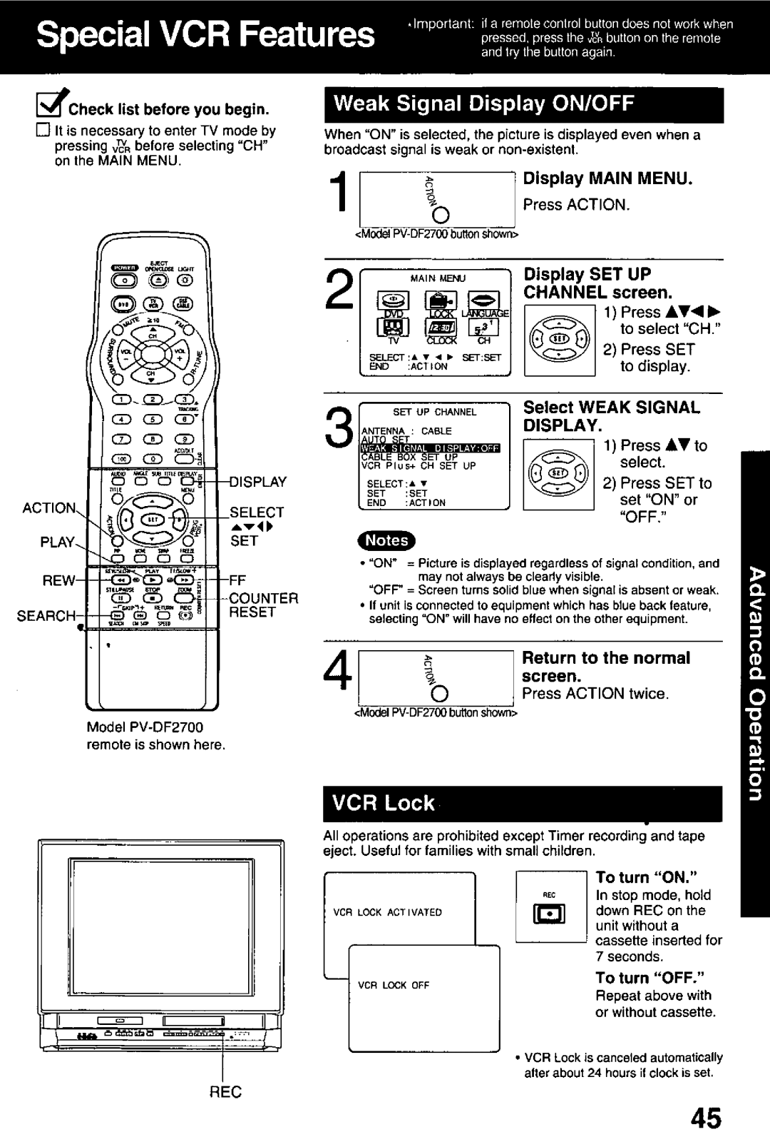 Panasonic PV-DF2000, PV-DF2700 manual 