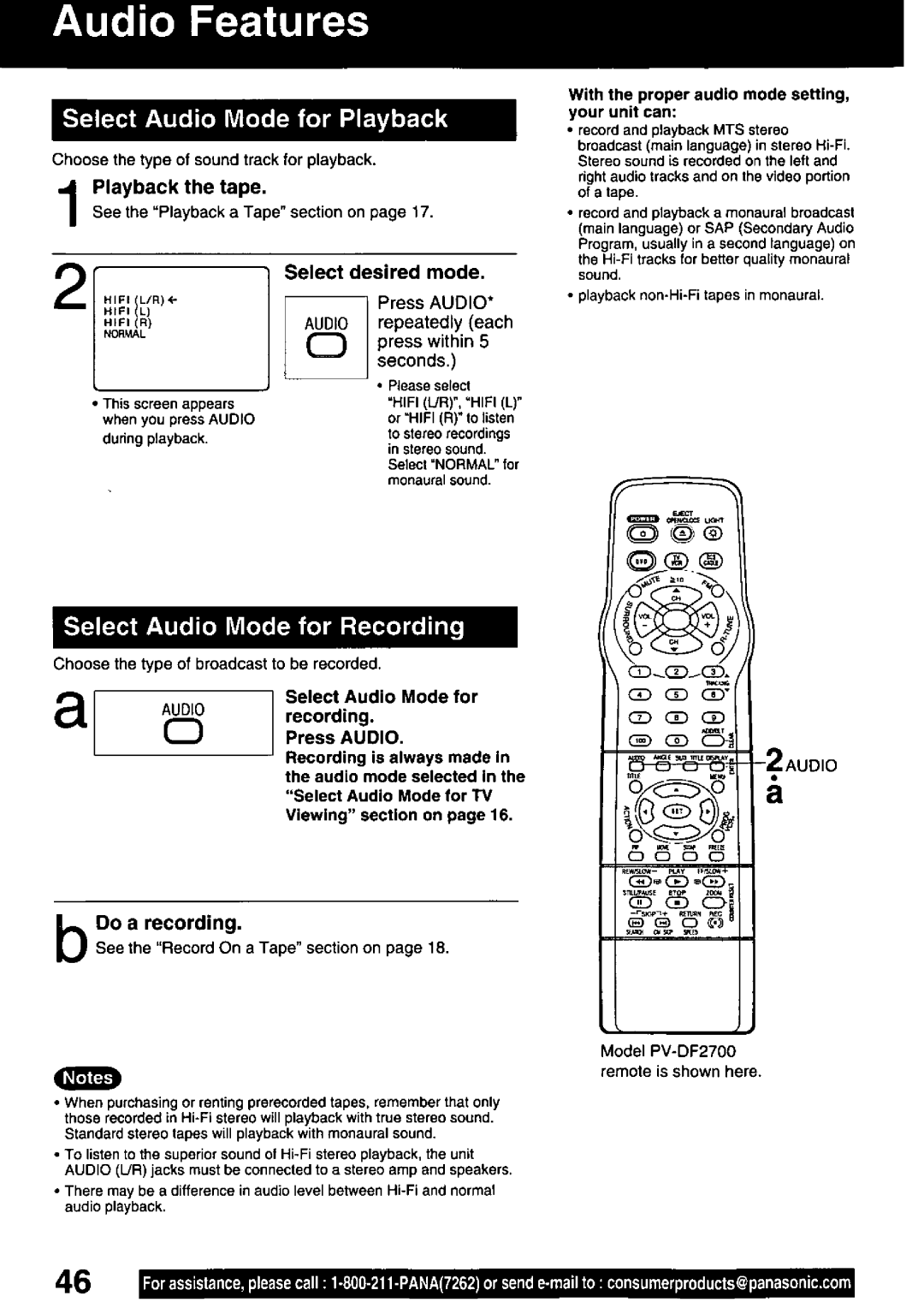 Panasonic PV-DF2700, PV-DF2000 manual 