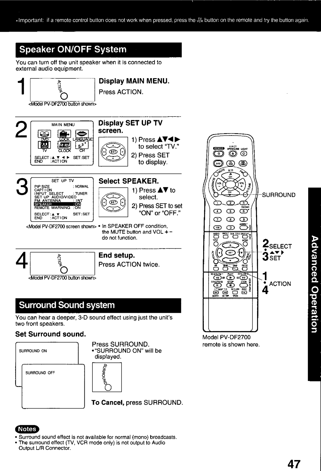 Panasonic PV-DF2000, PV-DF2700 manual 