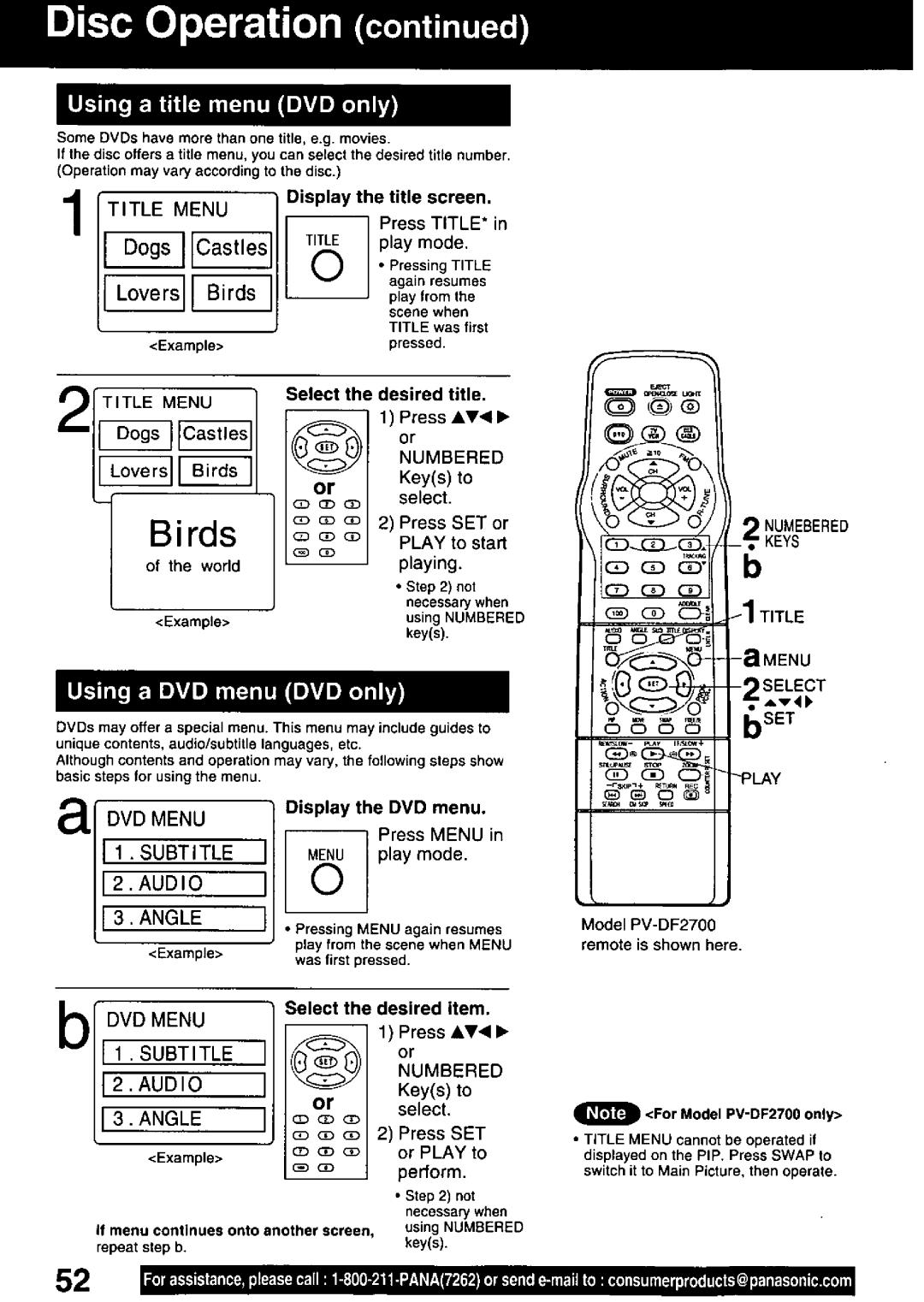 Panasonic PV-DF2700, PV-DF2000 manual 