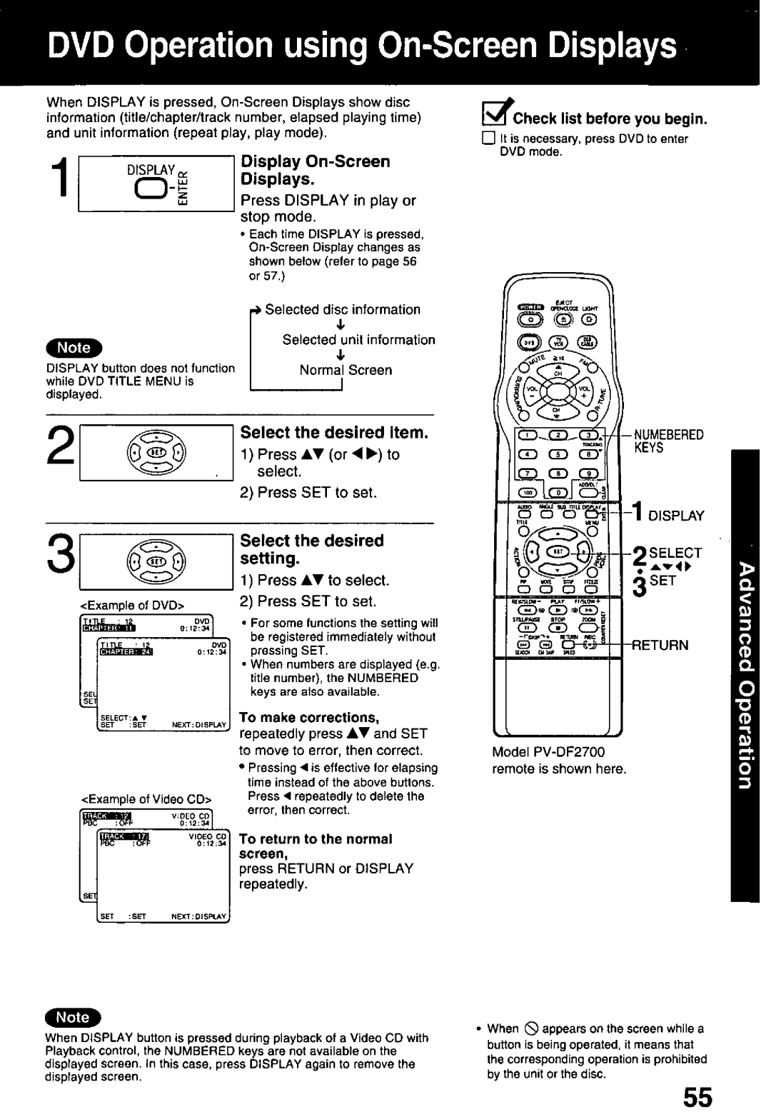 Panasonic PV-DF2000, PV-DF2700 manual 