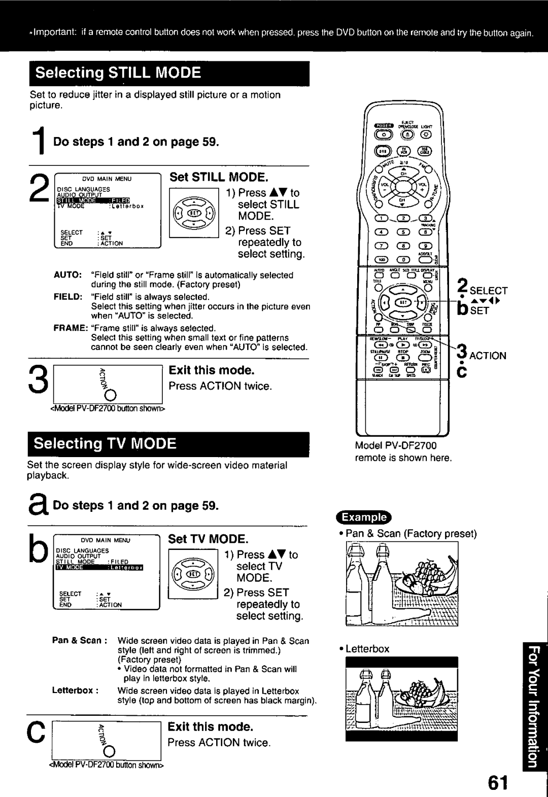 Panasonic PV-DF2000, PV-DF2700 manual 