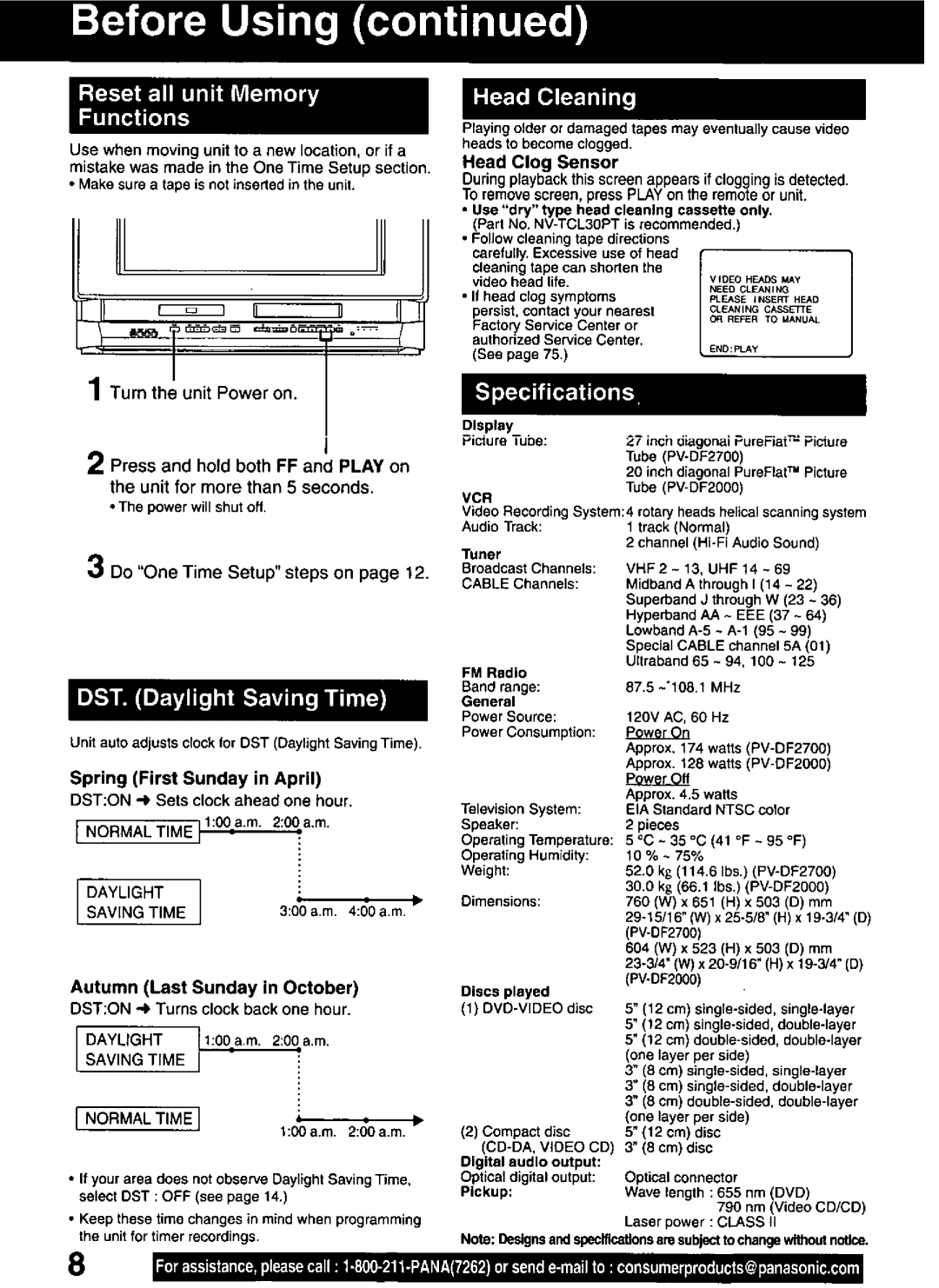 Panasonic PV-DF2700, PV-DF2000 manual 