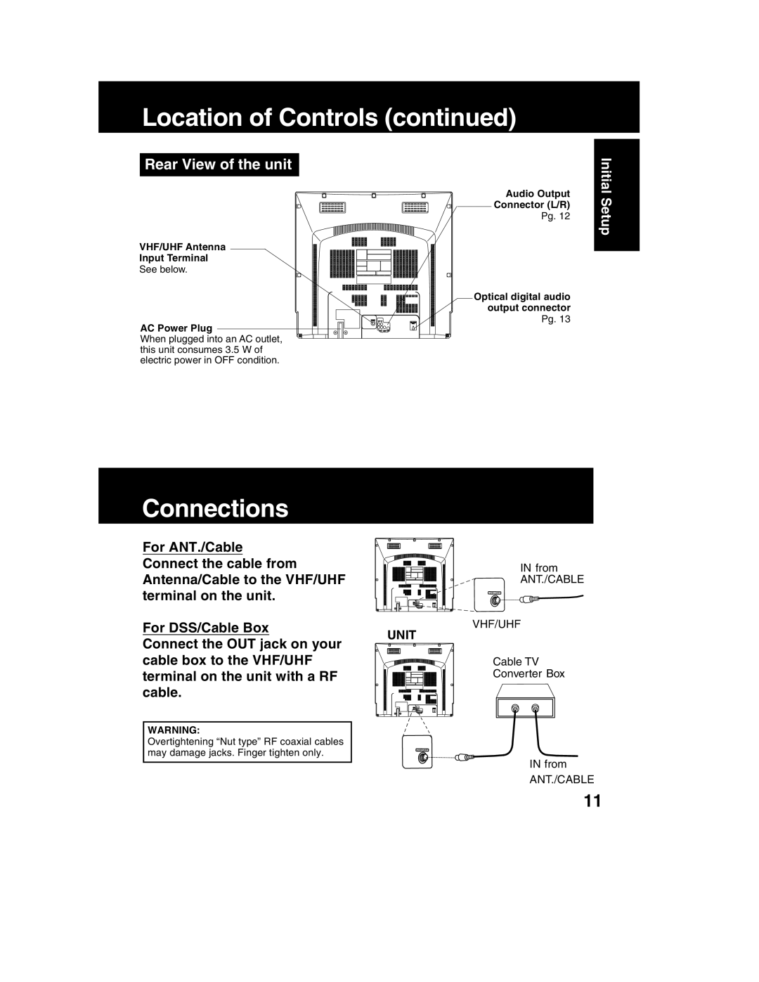 Panasonic PV-DF2002, PV DF2702 manual Connections, Rear View of the unit, From, Cable TV Converter Box 