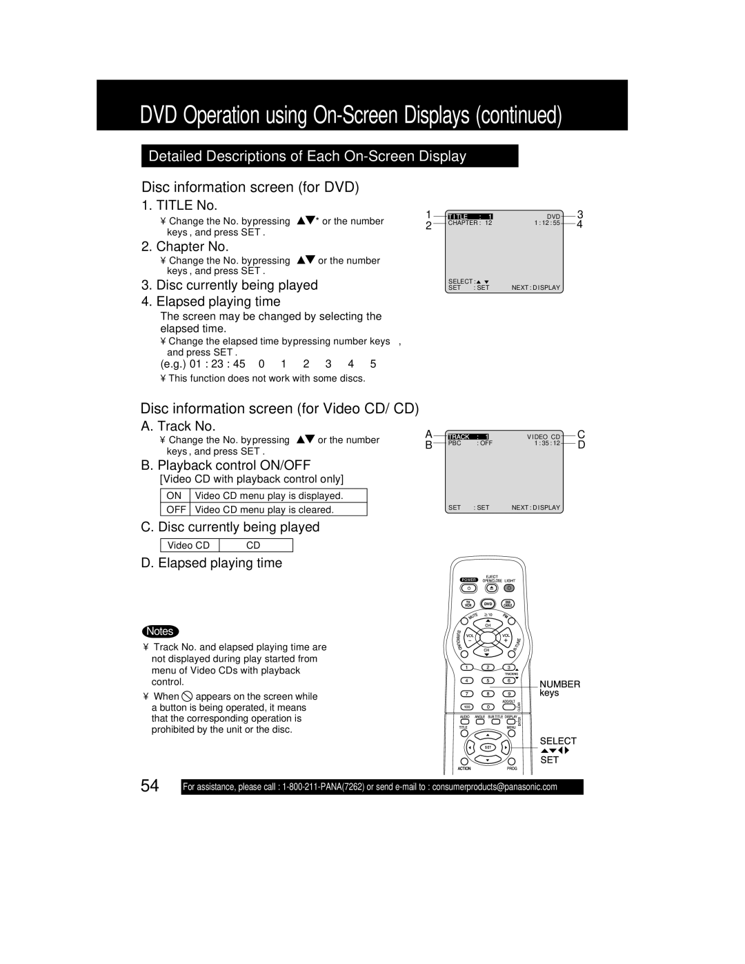 Panasonic PV DF2702, PV-DF2002 manual Detailed Descriptions of Each On-Screen Display 