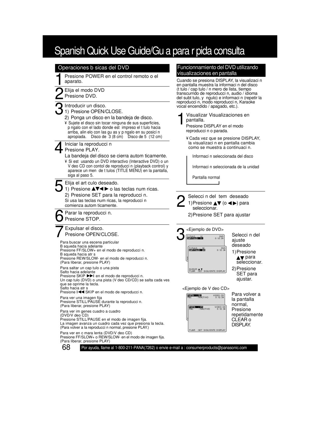 Panasonic PV-DF2002, PV DF2702 manual Operaciones básicas del DVD 