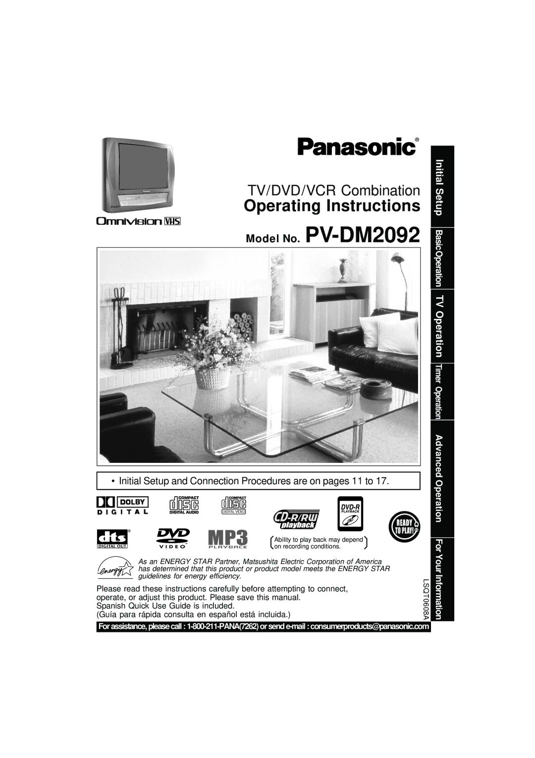 Panasonic PV DM2092 manual Model No. PV-DM2092, Advanced Operation 