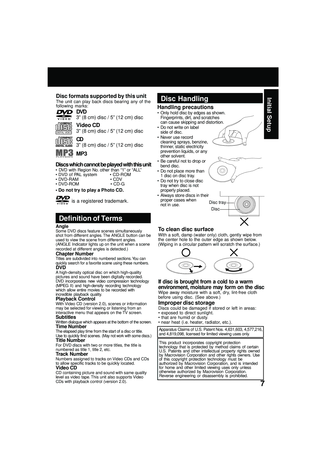 Panasonic PV DM2092 manual Disc formats supported by this unit, Video CD, MP3 Discswhichcannotbeplayedwiththisunit 