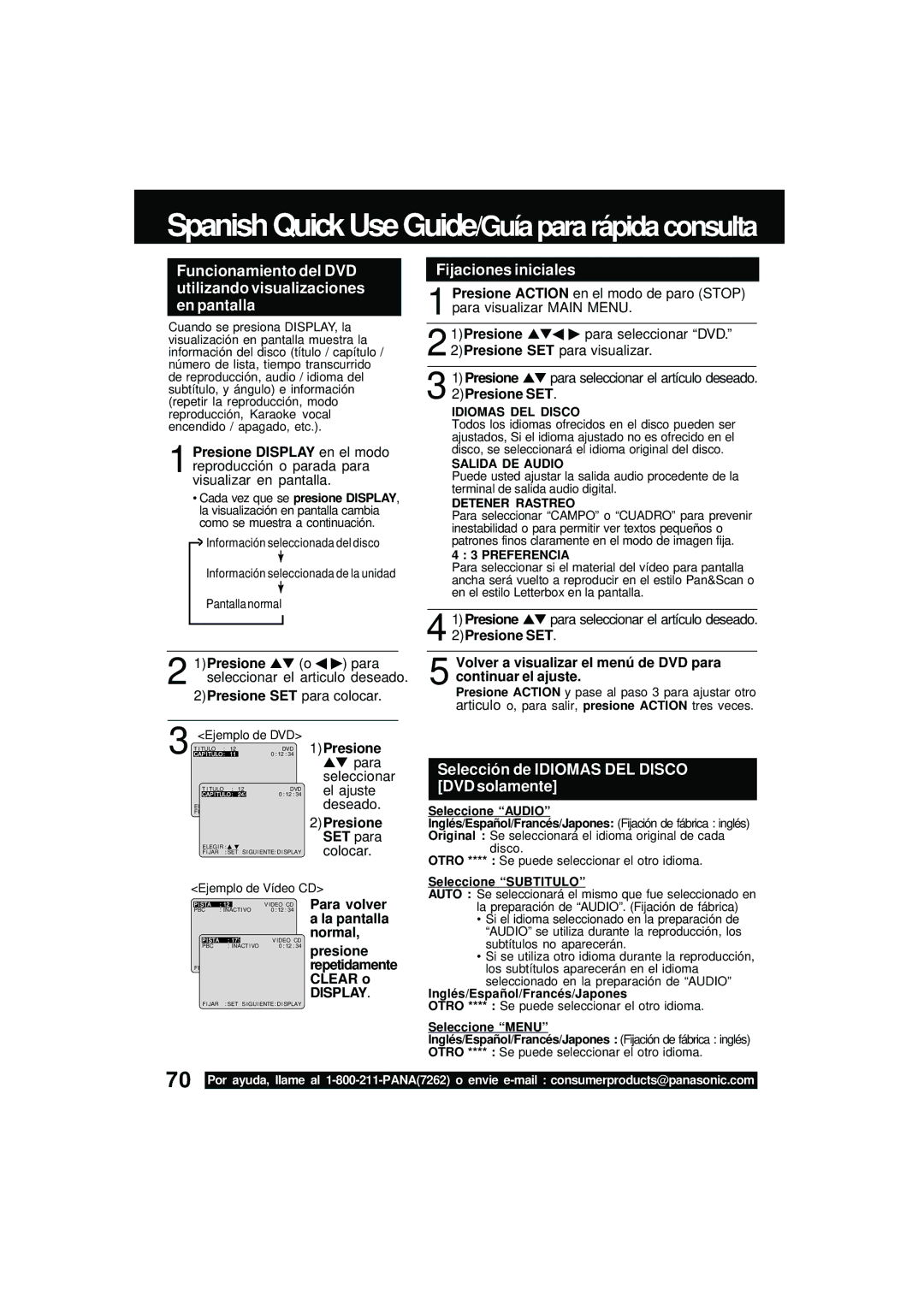 Panasonic PV DM2092 manual Fijaciones iniciales 