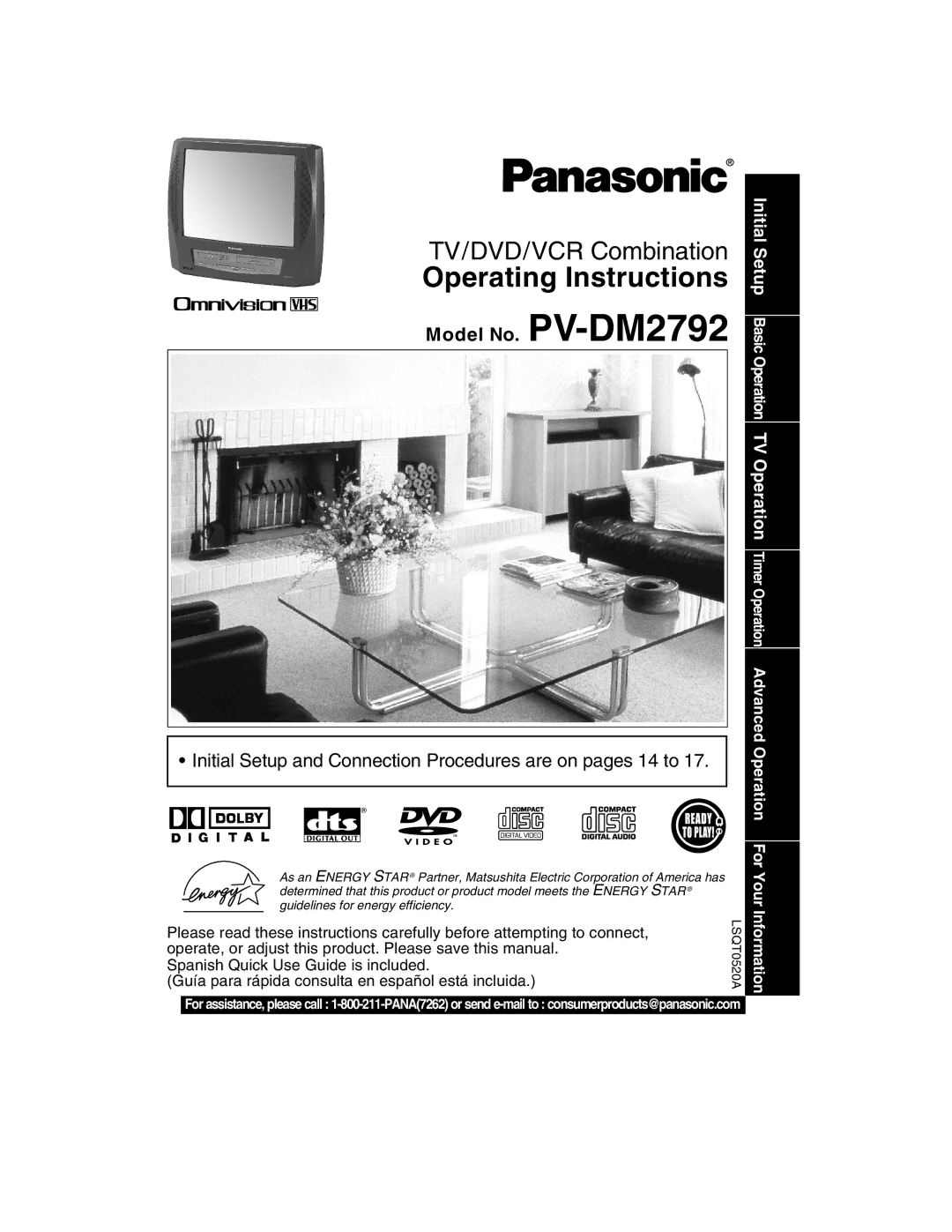 Panasonic manual Model No. PV-DM2792, Advanced Operation 