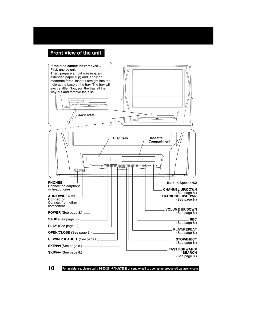 Panasonic PV-DM2792 manual Front View of the unit 