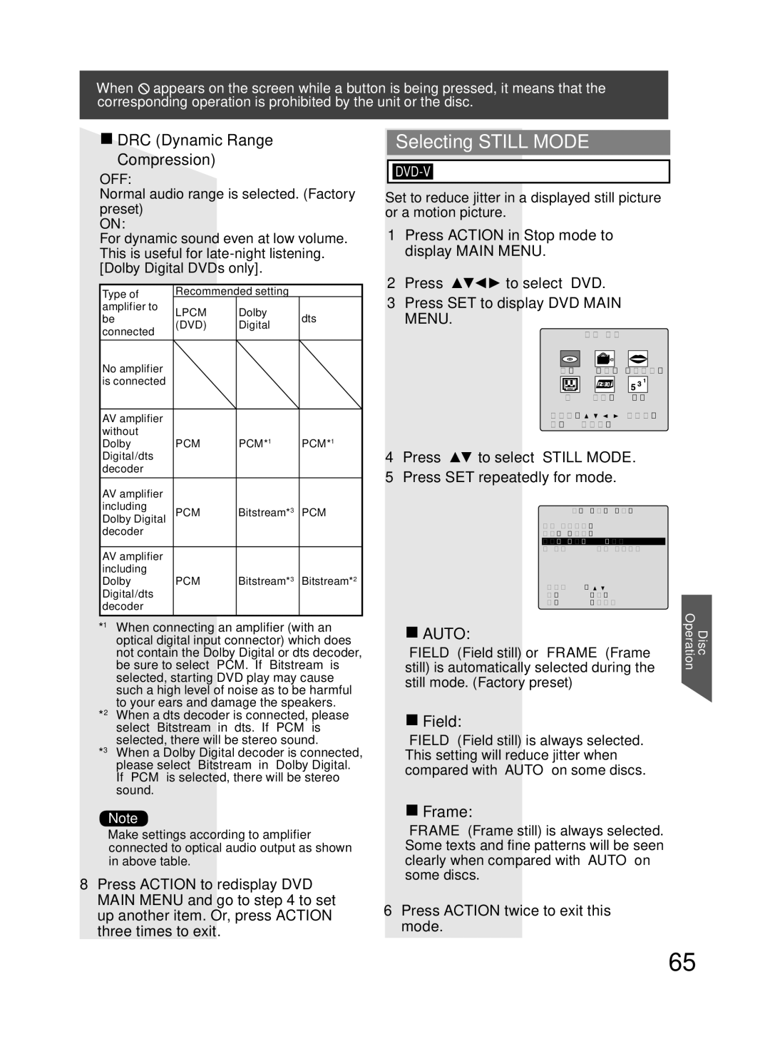 Panasonic PV-DM2794 operating instructions Selecting Still Mode, Auto 