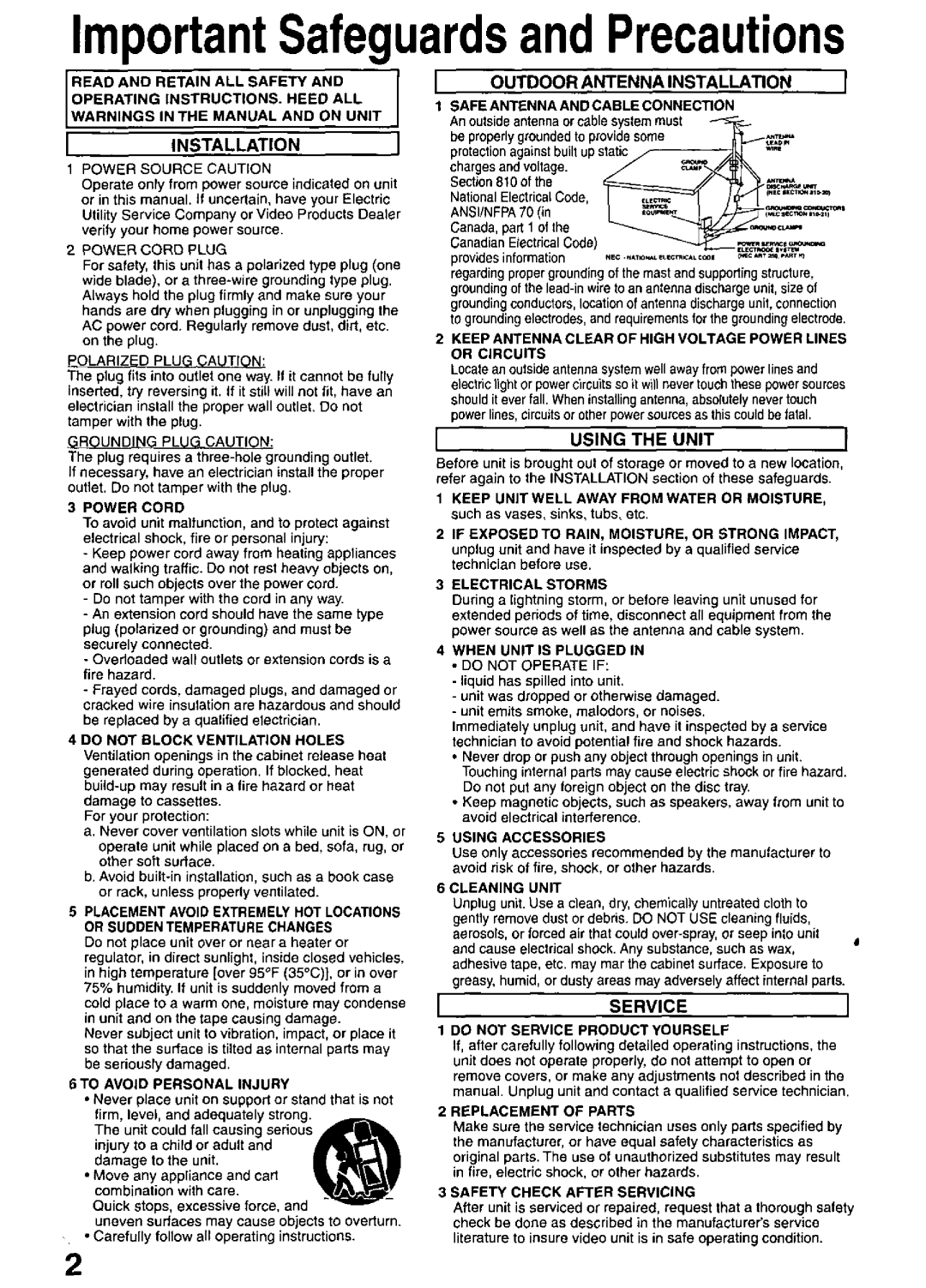 Panasonic PV-DM2799 manual 