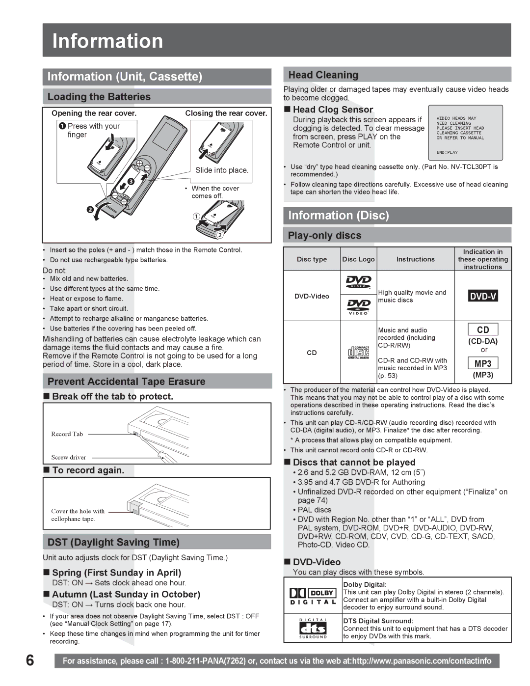 Panasonic PV DR2714 manual Information Unit, Cassette, Information Disc 