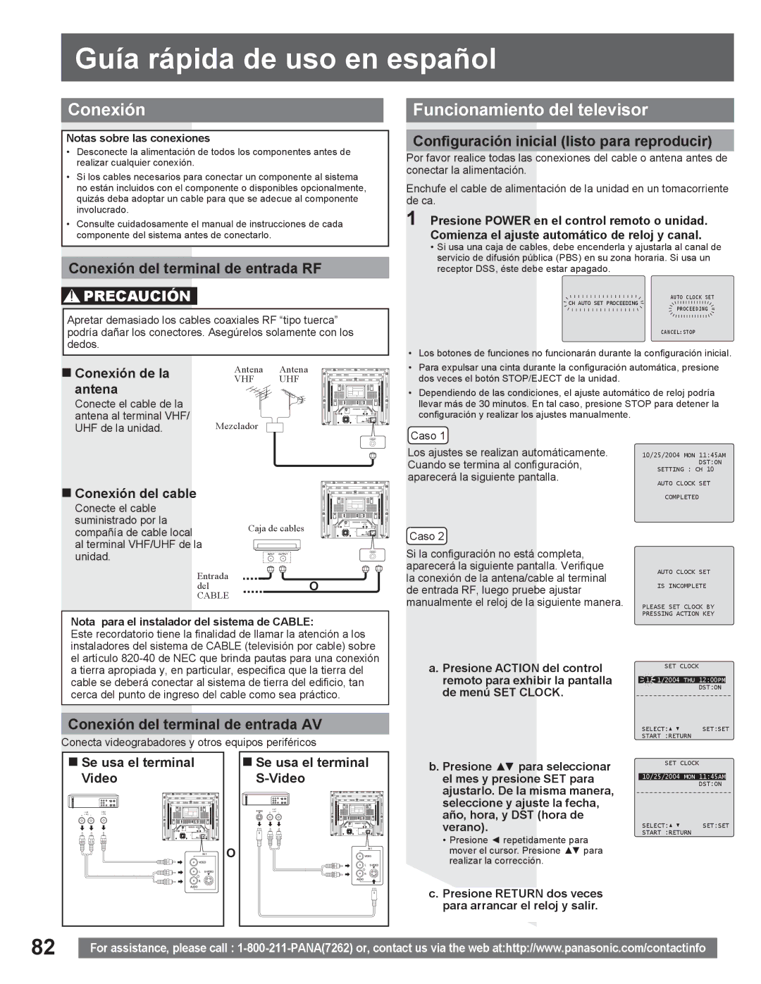 Panasonic PV DR2714 manual Guía rápida de uso en español, Conexión, Funcionamiento del televisor 