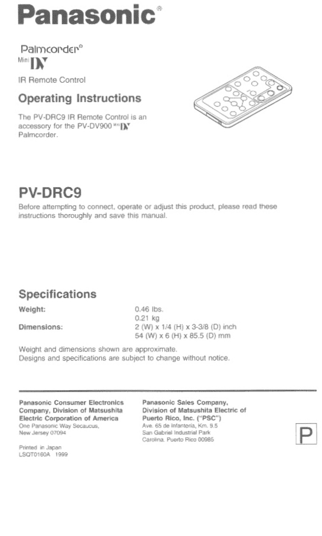 Panasonic PV-DRC9 manual 