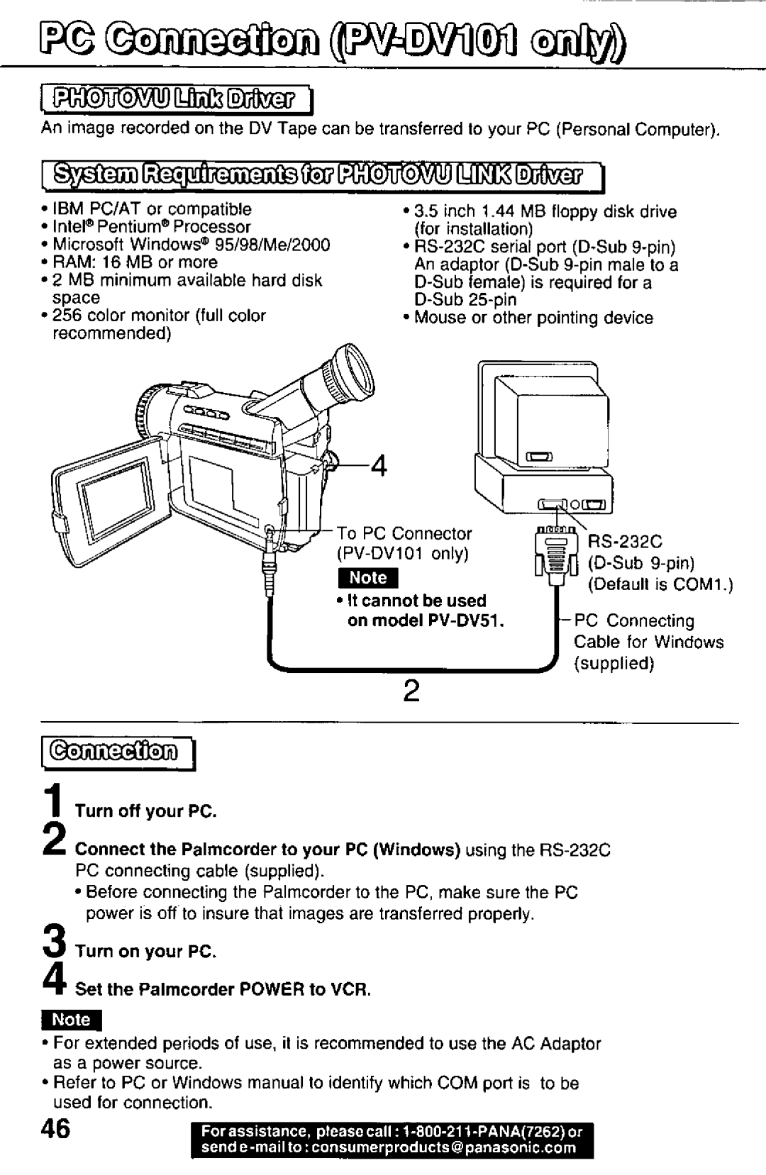 Panasonic PV-DV101, PV-DV51 manual 