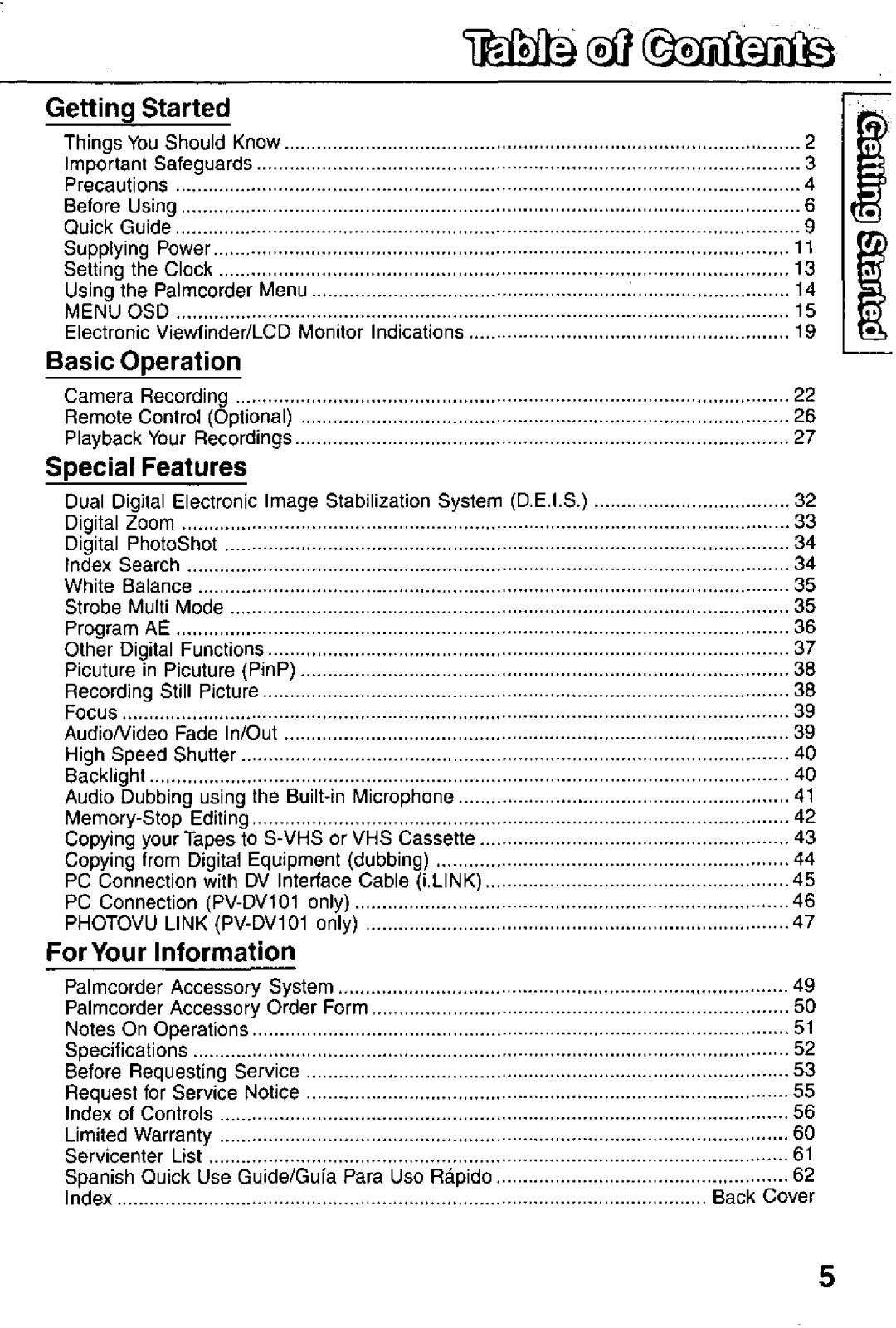 Panasonic PV-DV51, PV-DV101 manual 