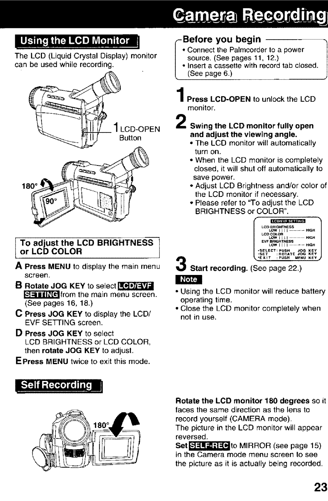 Panasonic PV-DV101 manual Before you begin, 1Press LCD-OPEN to unlock the LCD 