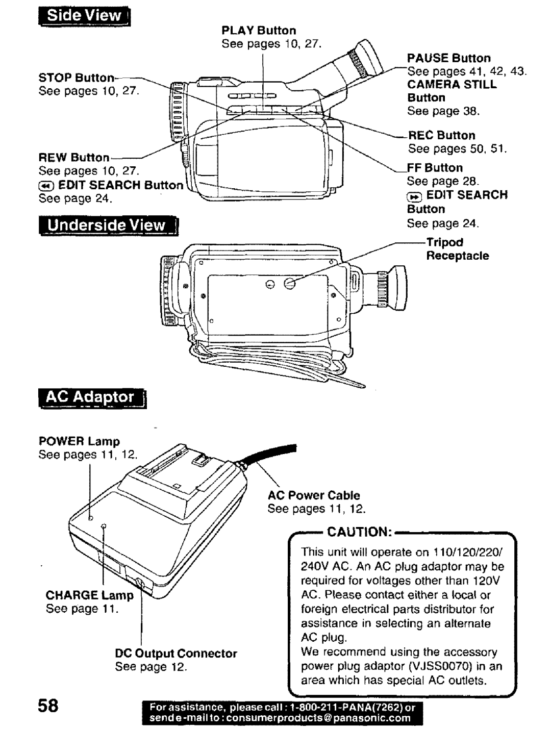 Panasonic PV-DV101 manual Camera Still, Edit Search 