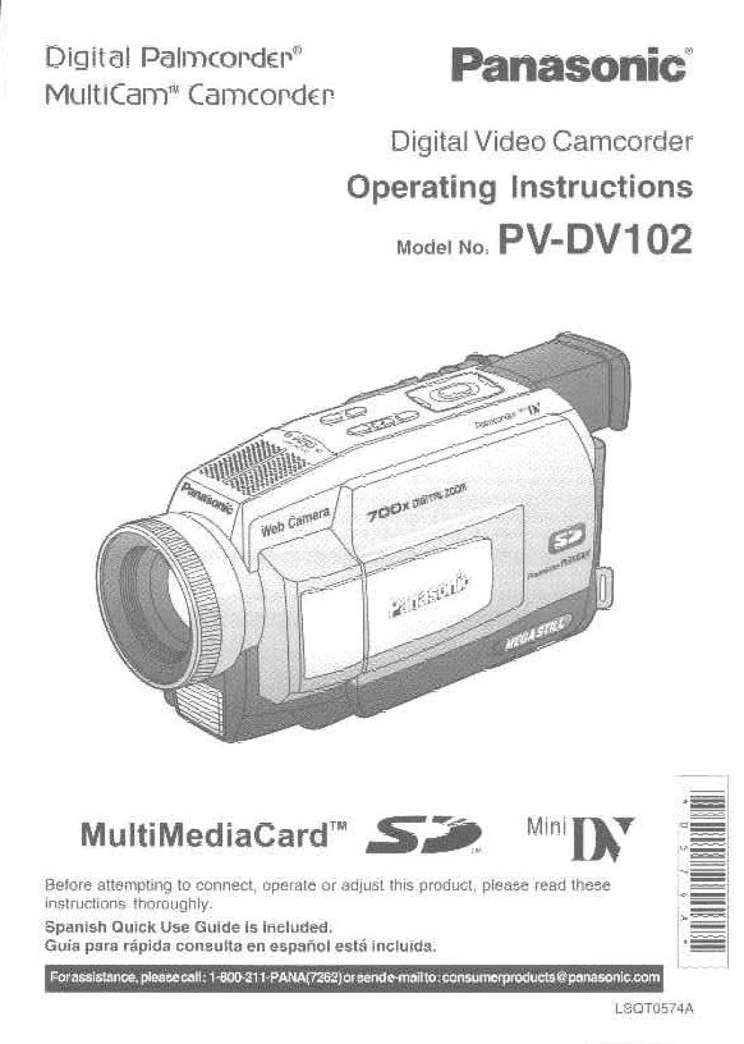 Panasonic PV-DV102 manual 