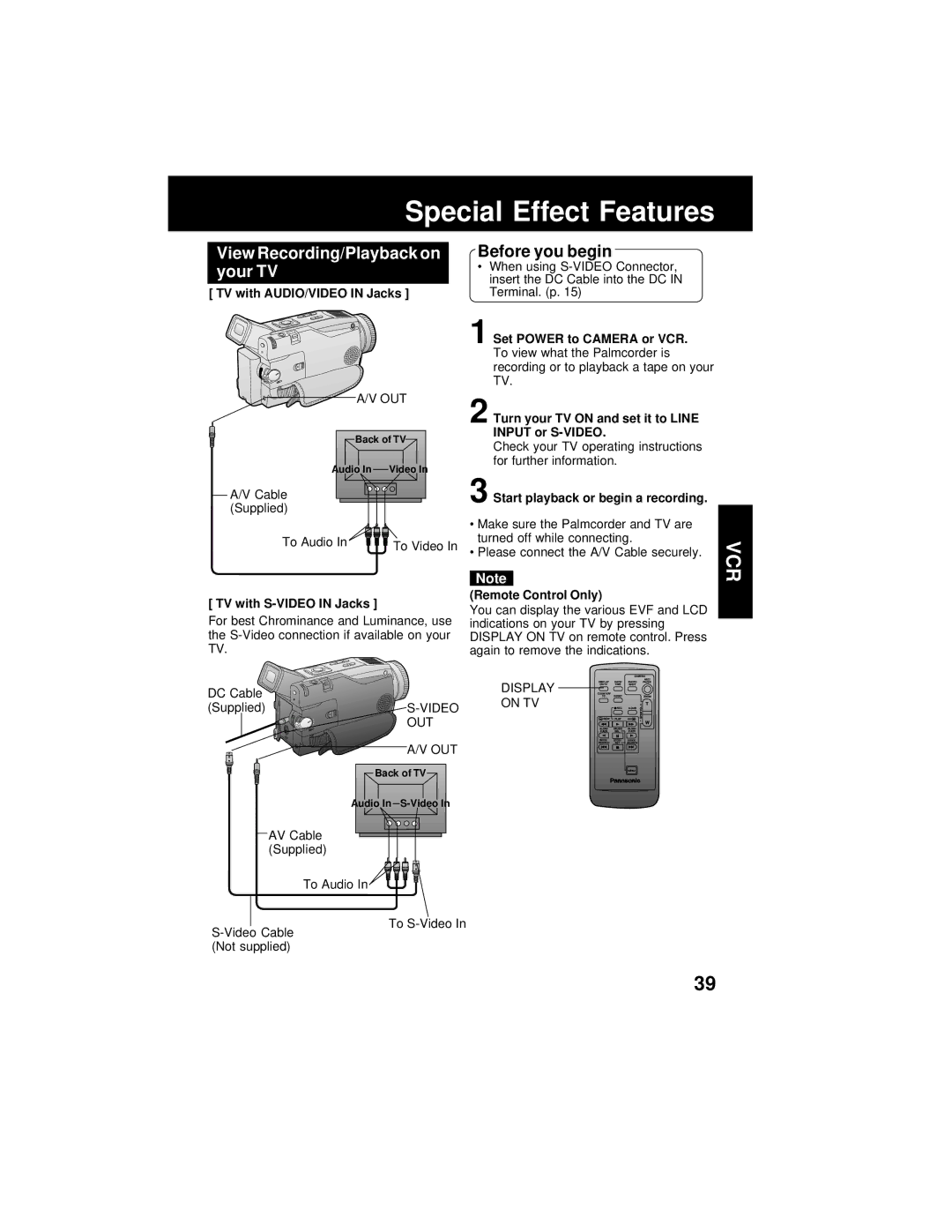 Panasonic PV-DV202 operating instructions View Recording/Playback on your TV 