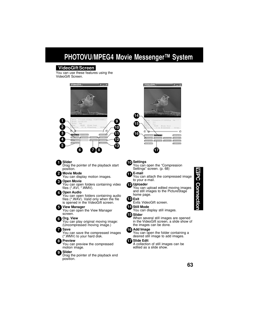 Panasonic PV-DV202 operating instructions VideoGift Screen 