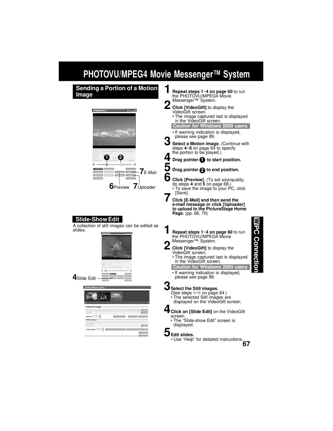 Panasonic PV-DV202 operating instructions Sending a Portion of a Motion Image, Slide-Show Edit 