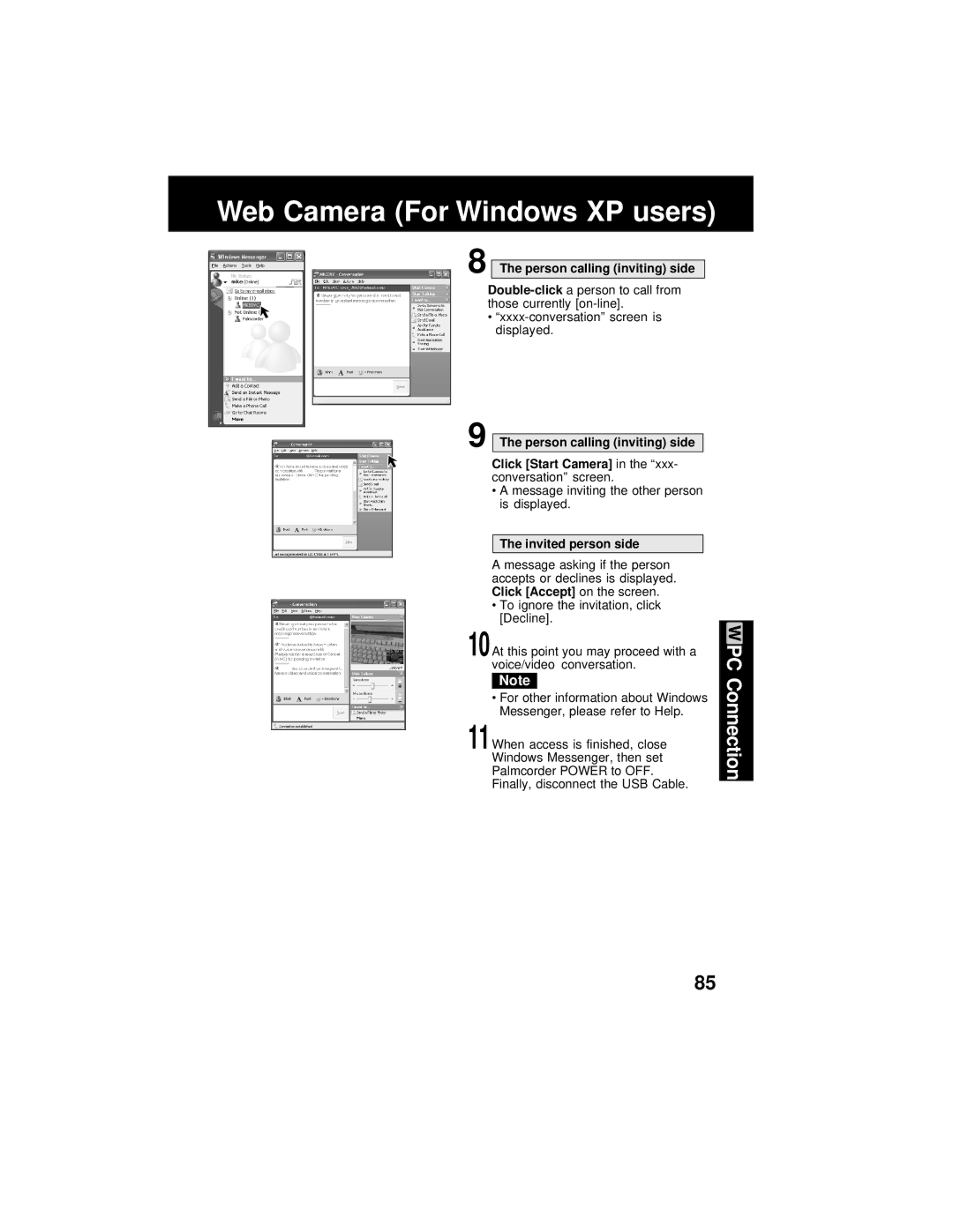 Panasonic PV-DV202 operating instructions Person calling inviting side, Invited person side 