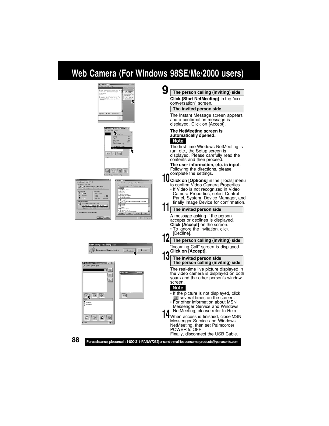 Panasonic PV-DV202 operating instructions NetMeeting screen is automatically opened 