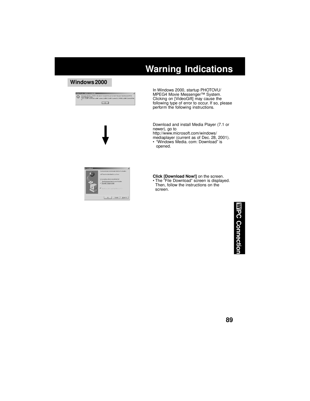 Panasonic PV-DV202 operating instructions Windows, Click Download Now! on the screen 