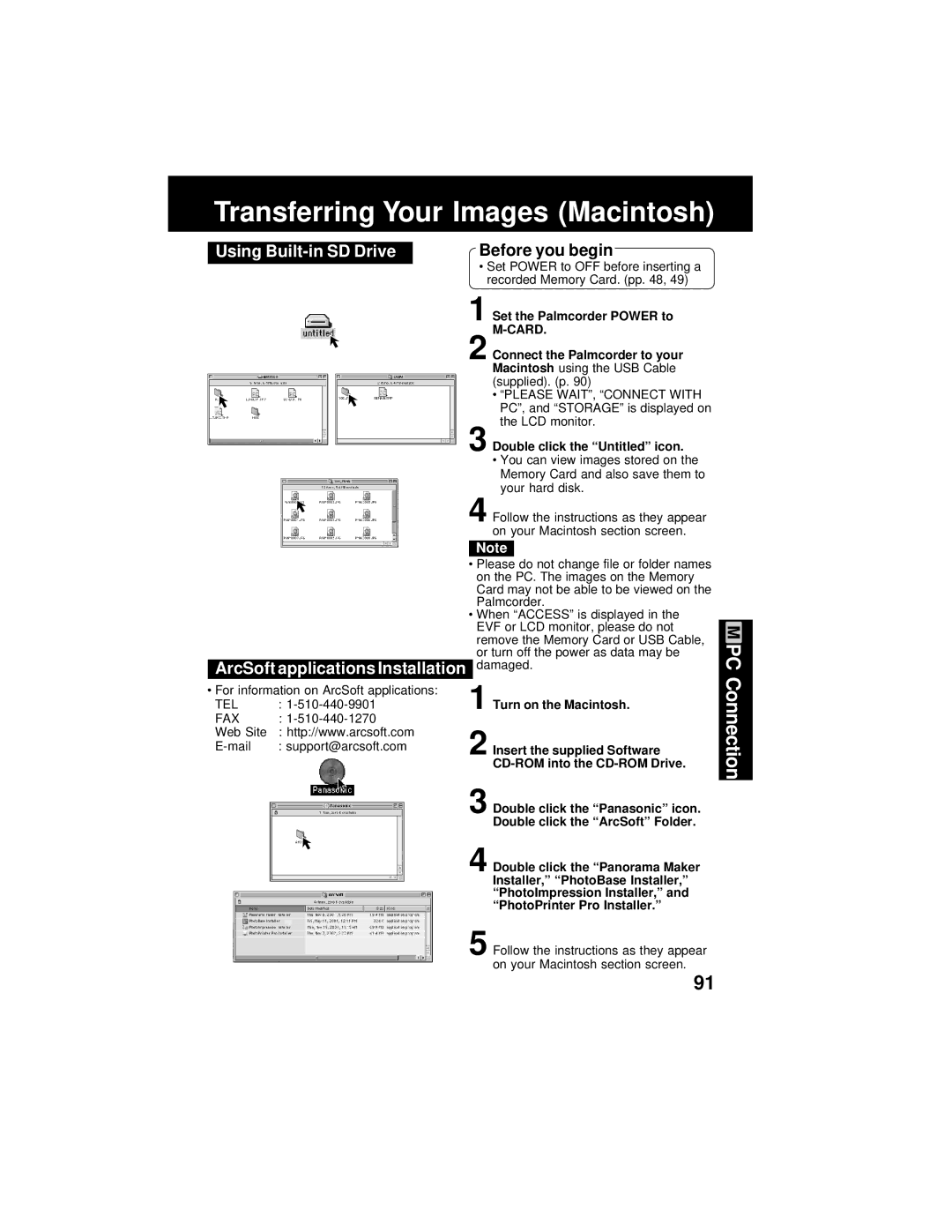 Panasonic PV-DV202 Using Built-in SD Drive, ArcSoft applications Installation, Double click the Untitled icon 