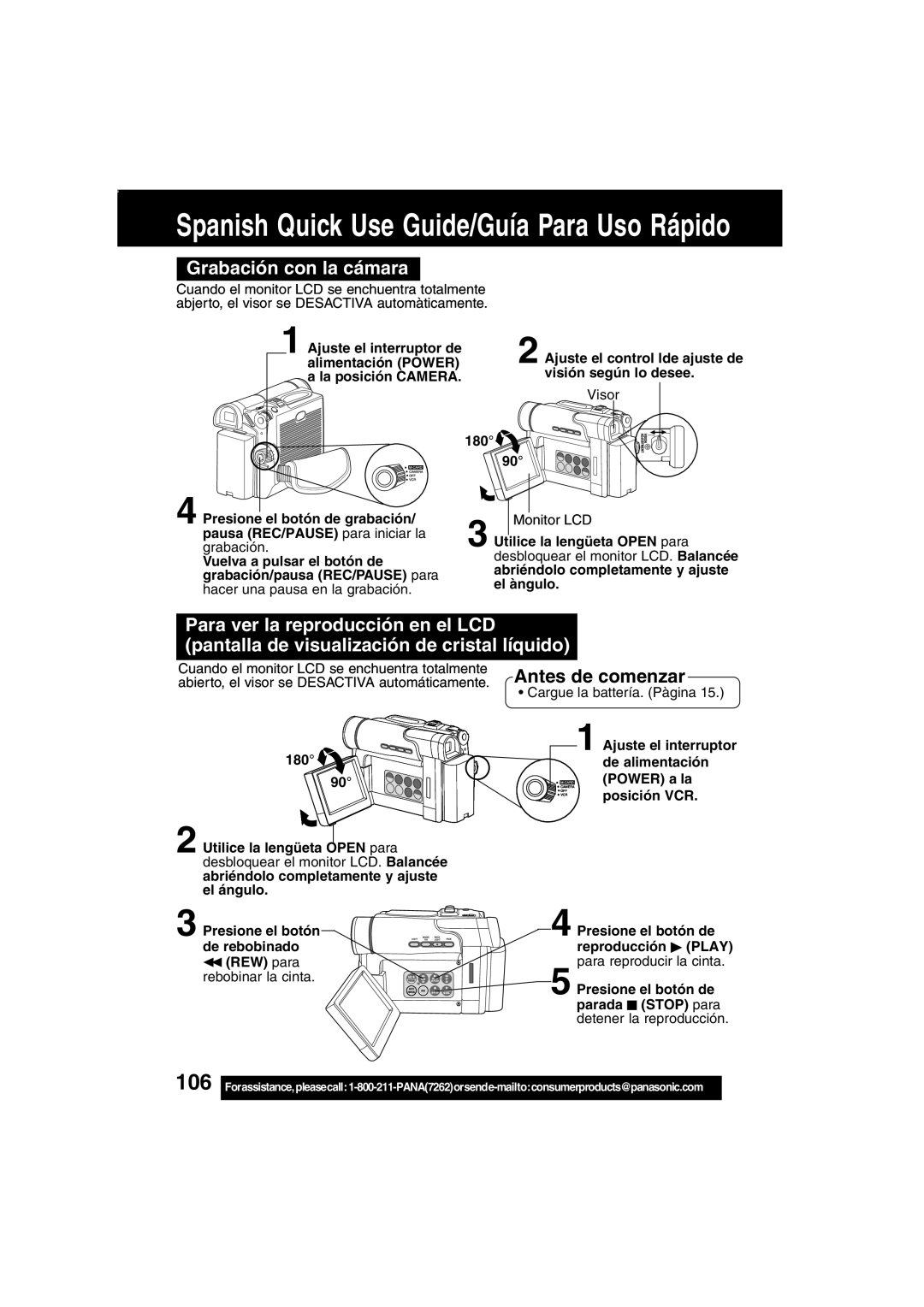 Panasonic PV-DV203 operating instructions Grabación con la cámara, 180 