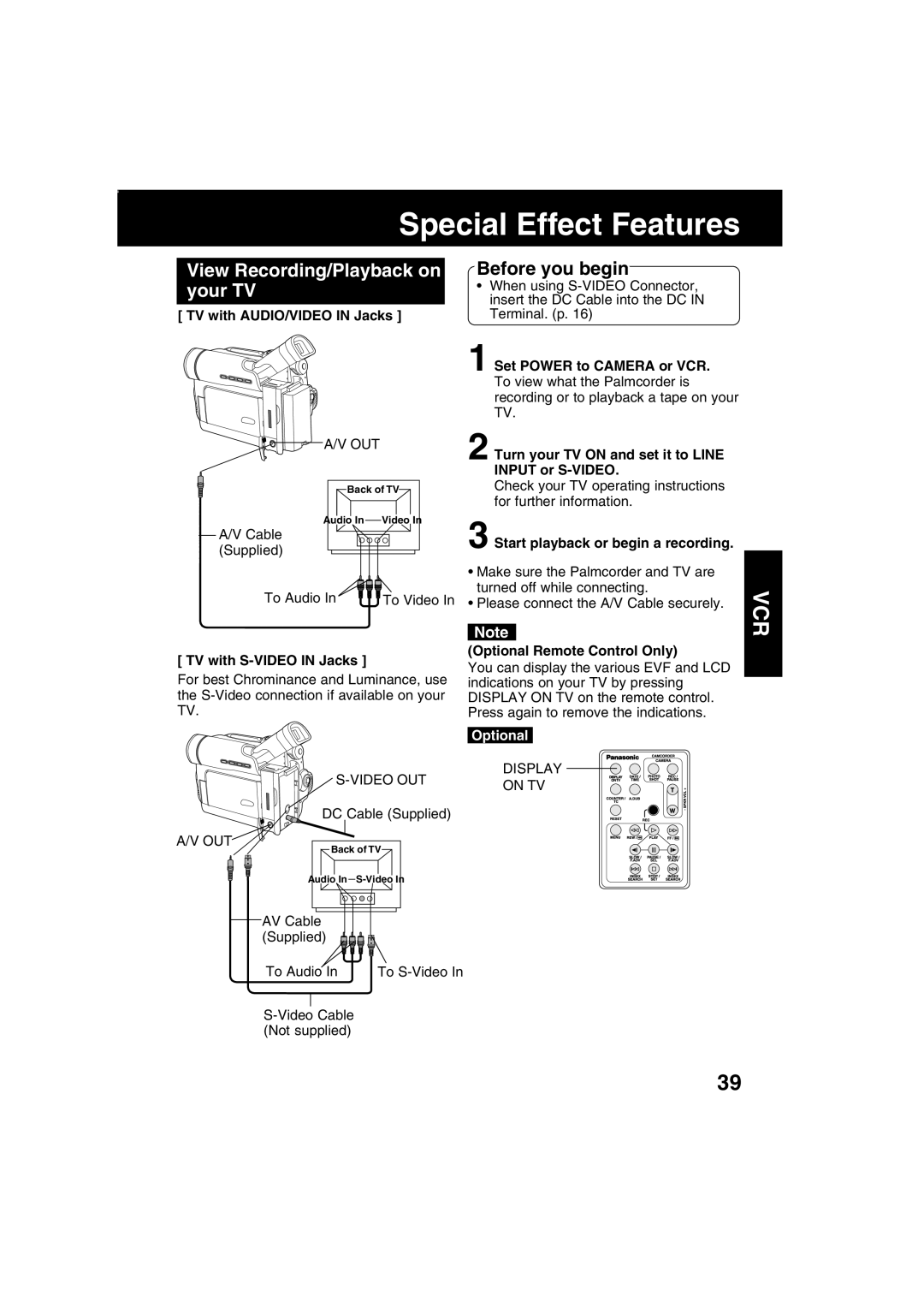 Panasonic PV-DV203 operating instructions View Recording/Playback on, Your TV 