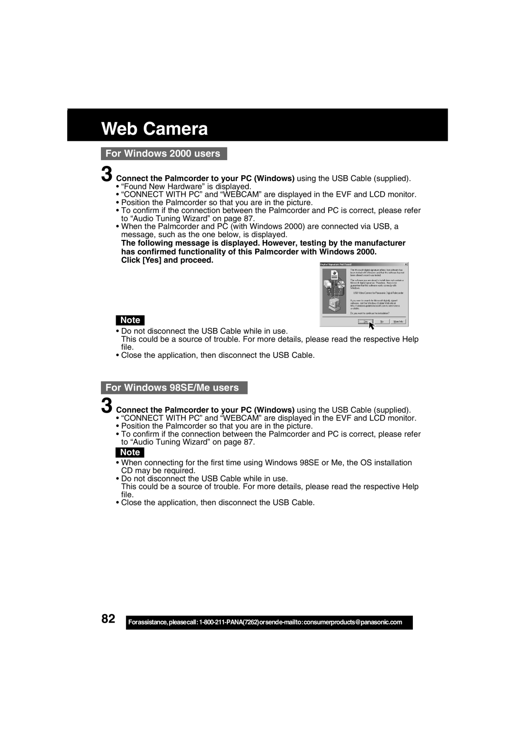 Panasonic PV-DV203 operating instructions For Windows 2000 users 