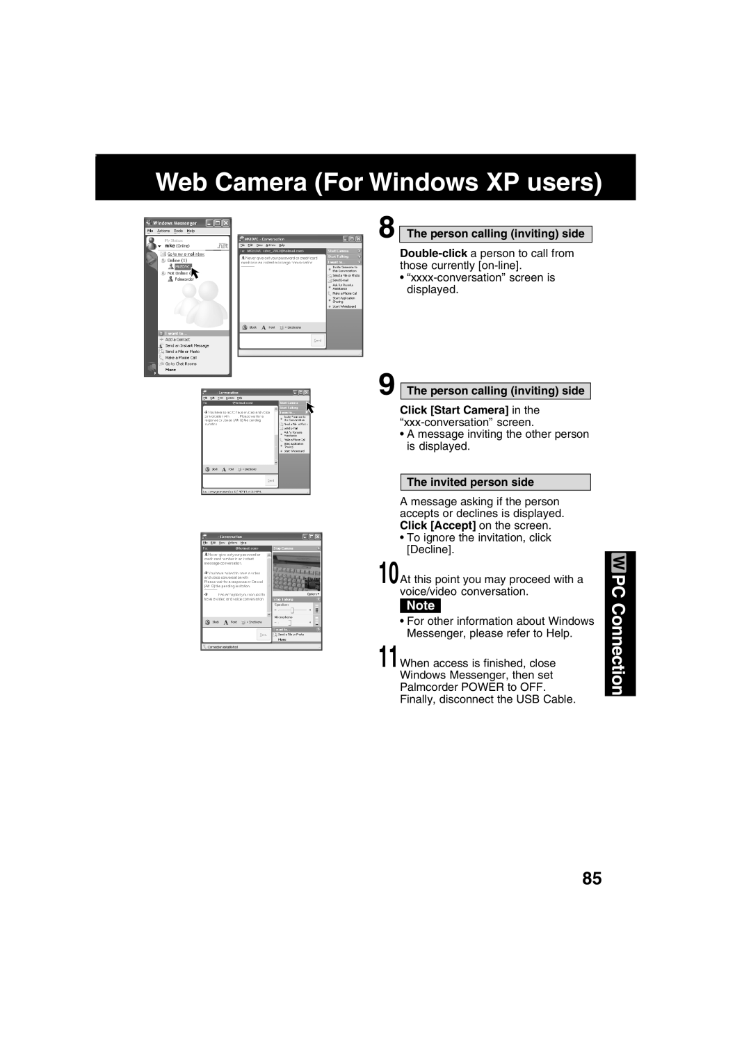 Panasonic PV-DV203 operating instructions Person calling inviting side, Invited person side 