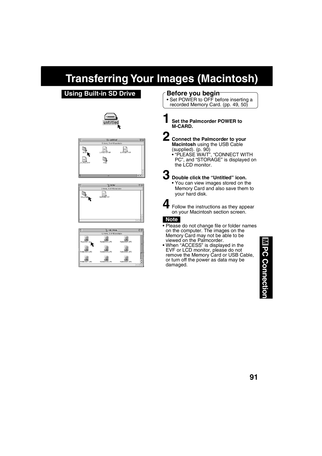 Panasonic PV-DV203 operating instructions Using Built-in SD Drive, Double click the Untitled icon 