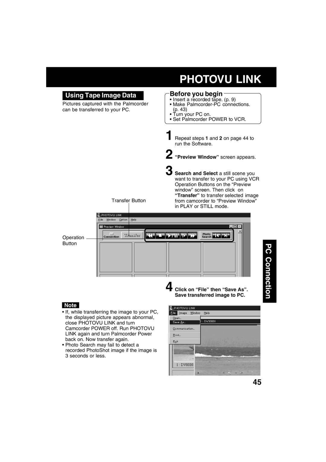 Panasonic PV-DV52 operating instructions Using Tape Image Data 