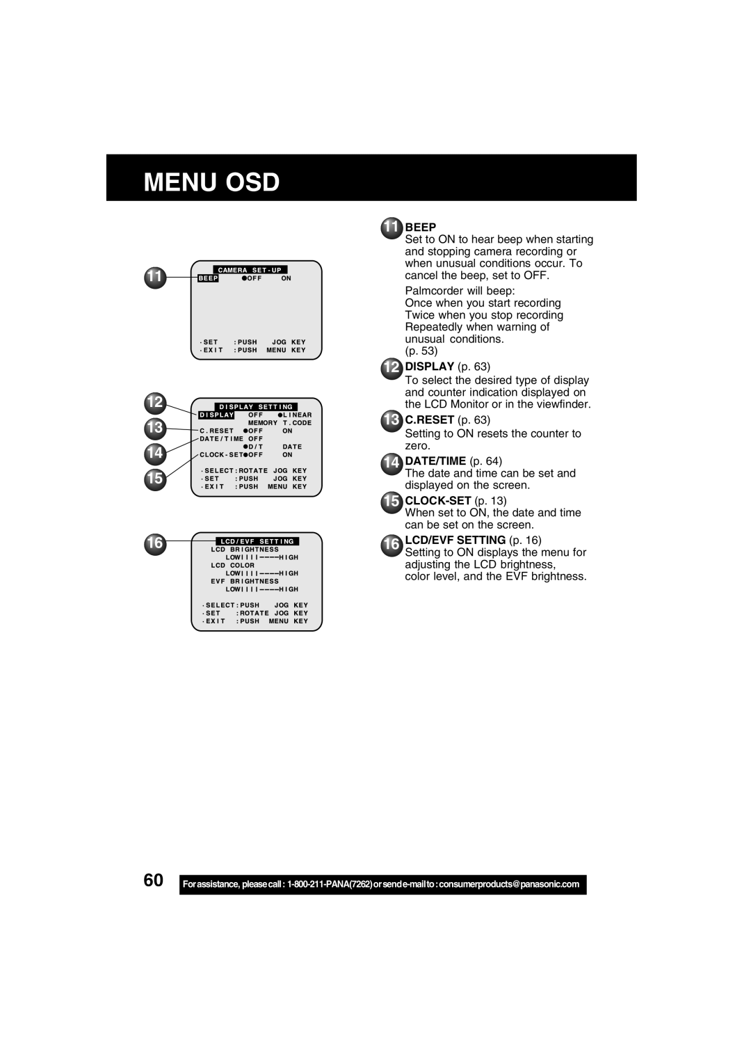 Panasonic PV-DV52 operating instructions Beep 