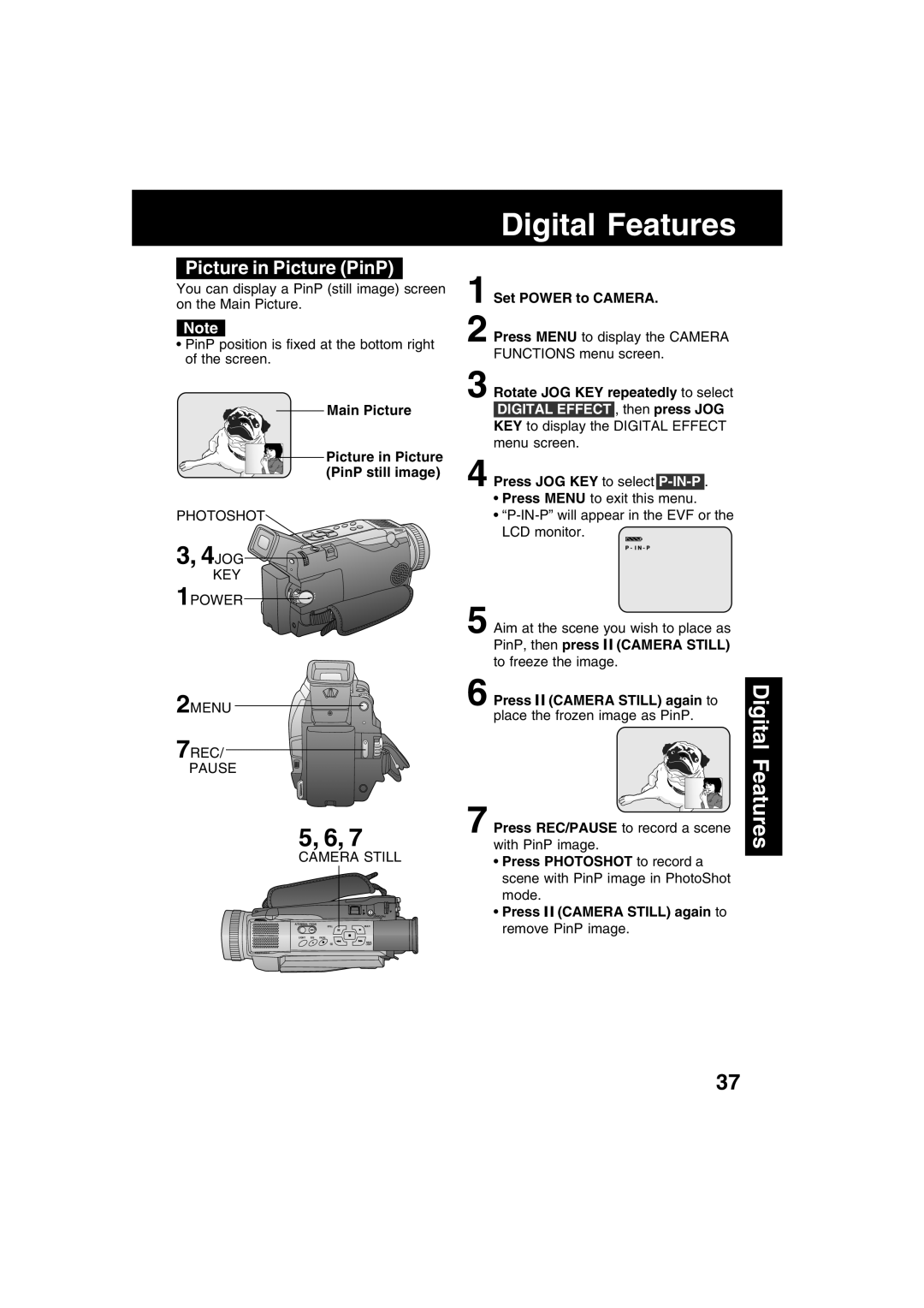 Panasonic PV-DV53 operating instructions Main Picture Picture in Picture PinP still image, Photoshot 