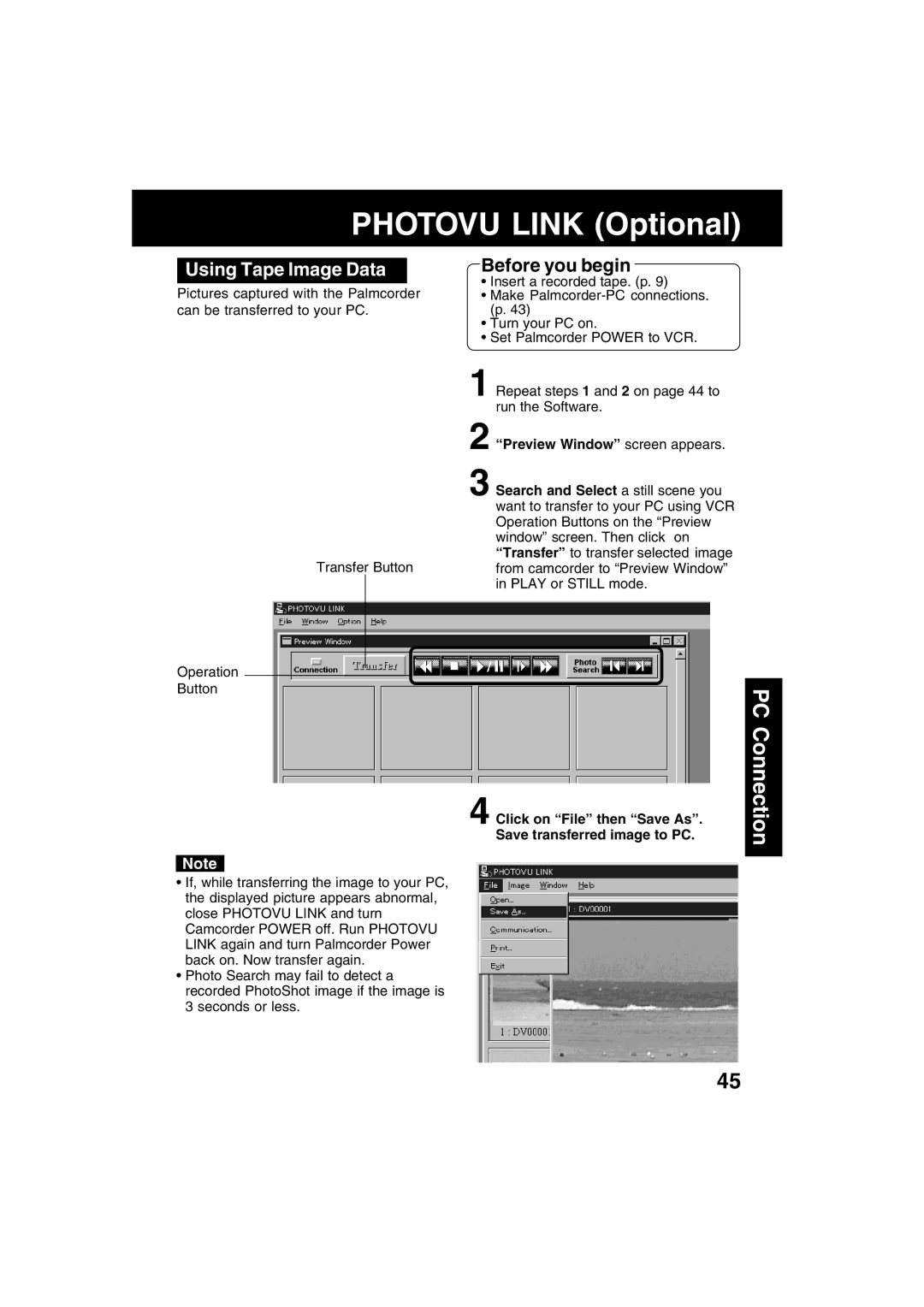 Panasonic PV-DV53 operating instructions Using Tape Image Data 