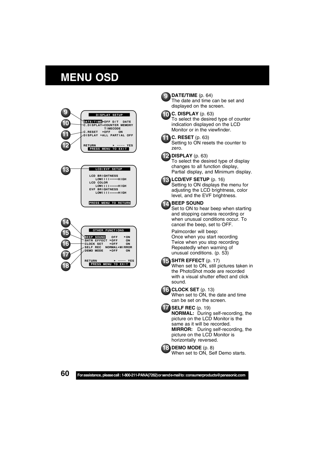 Panasonic PV-DV53 operating instructions 10 11, Beep Sound 