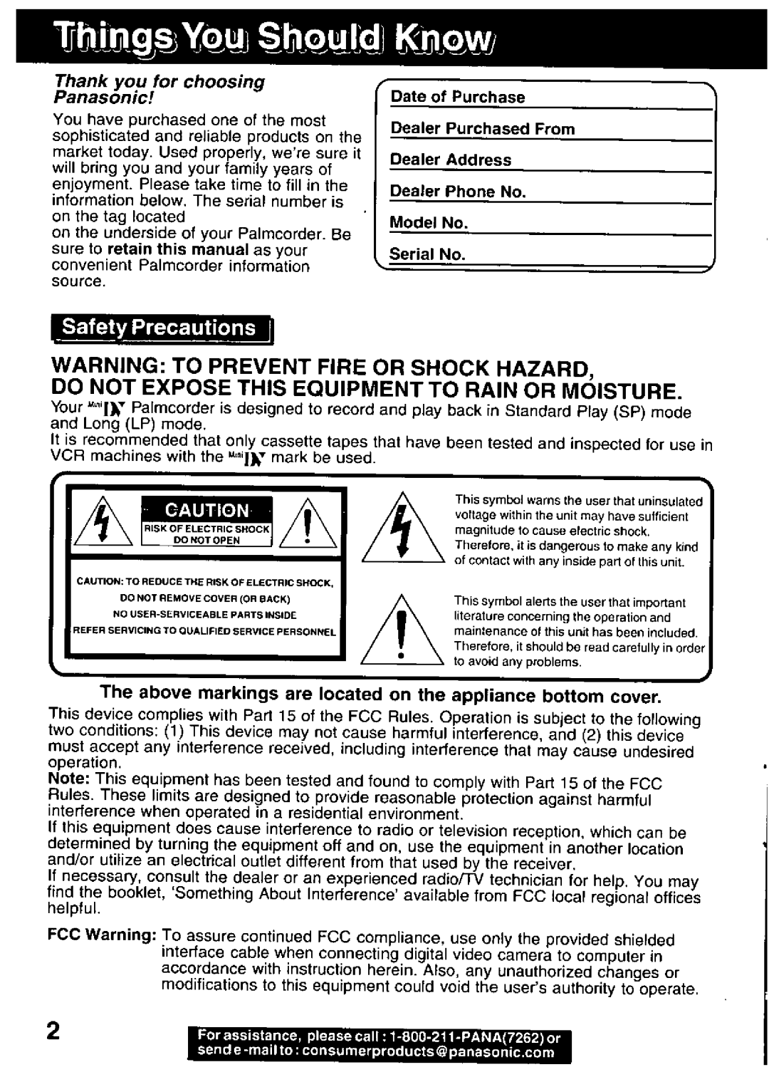 Panasonic PV-DV601 manual 