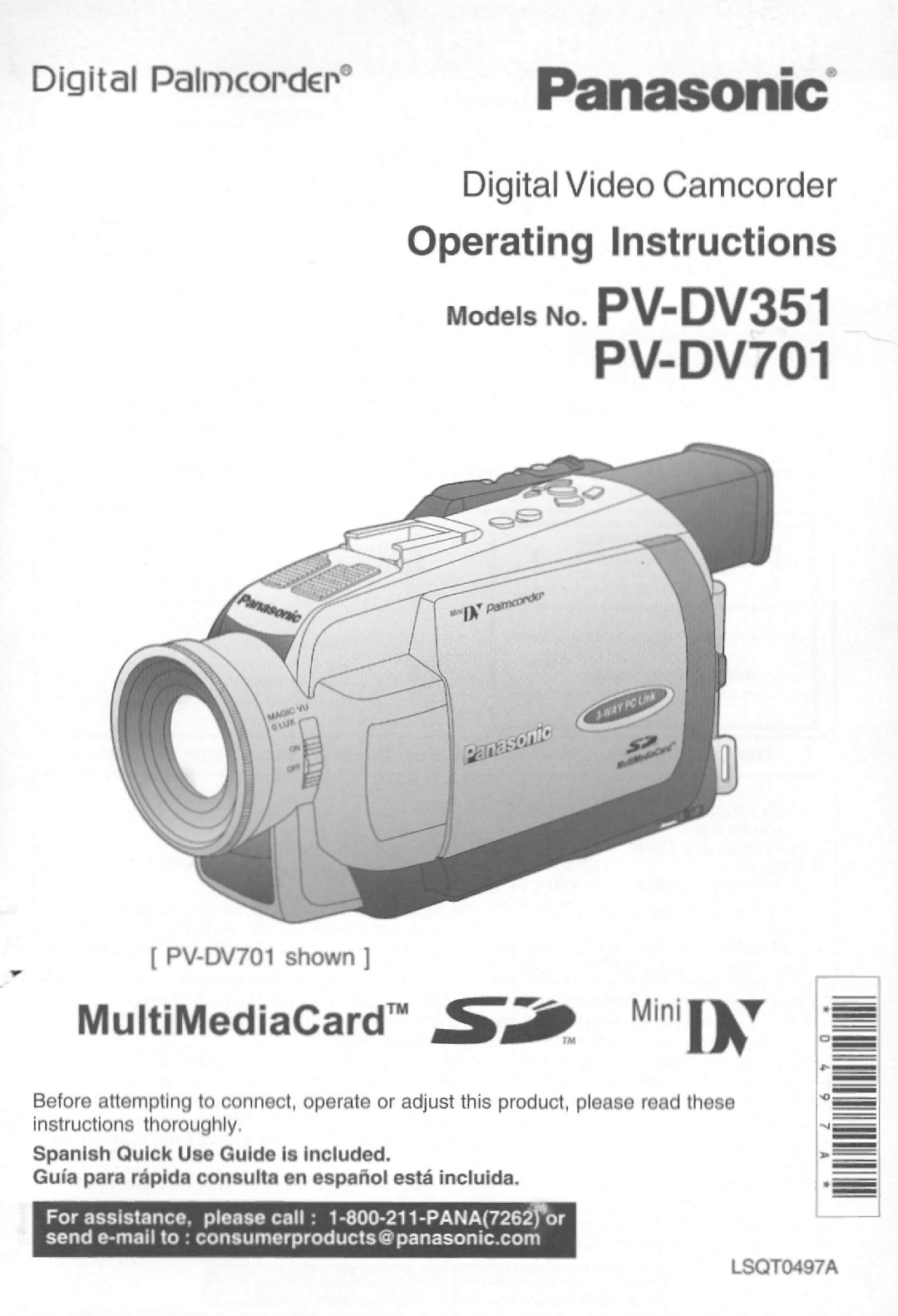 Panasonic PV-DV351, PV-DV701 manual 