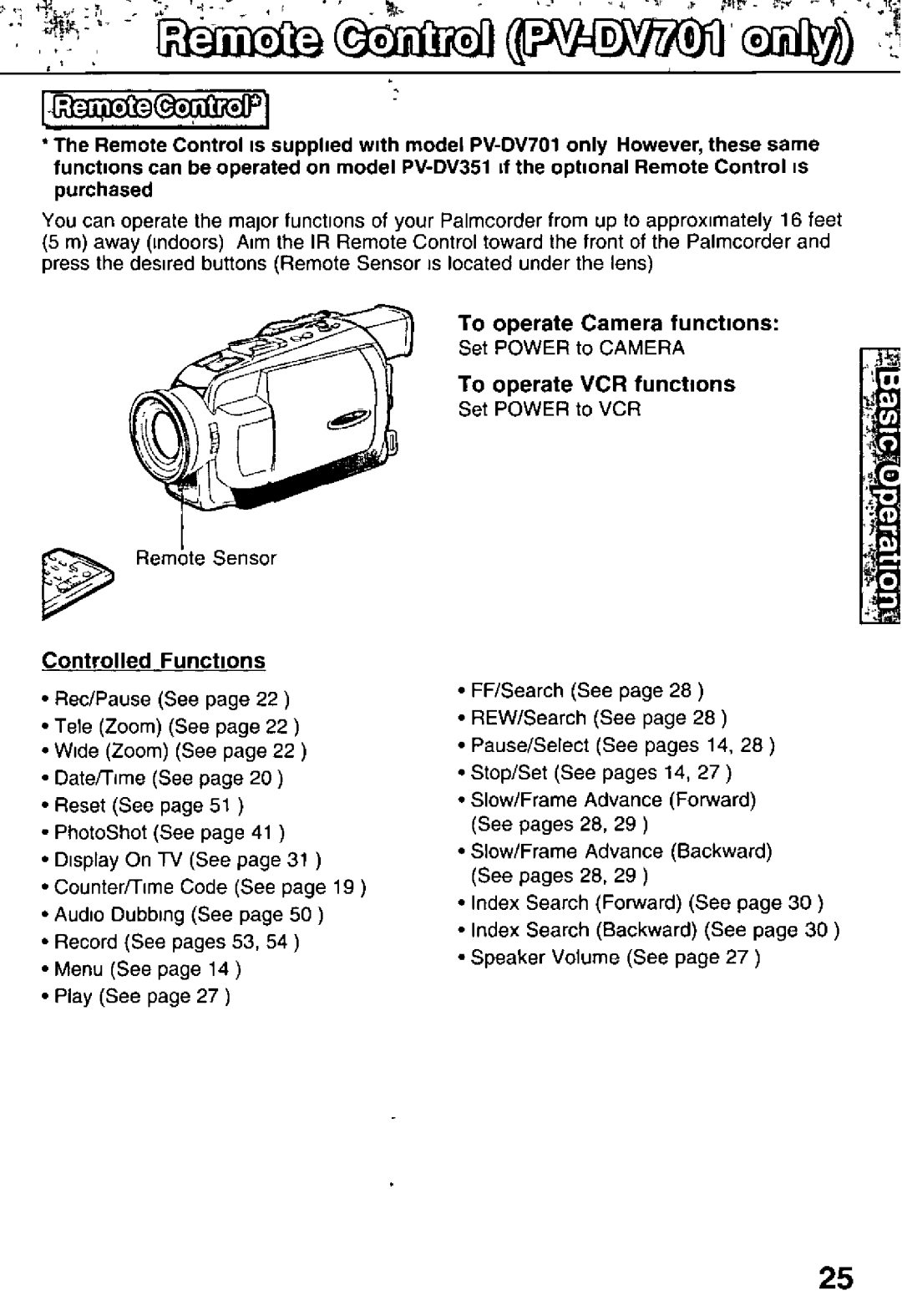 Panasonic PV-DV351, PV-DV701 manual 