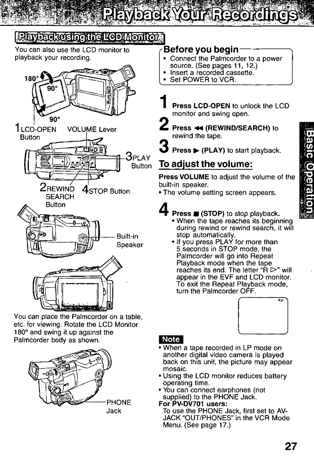 Panasonic PV-DV351, PV-DV701 manual 