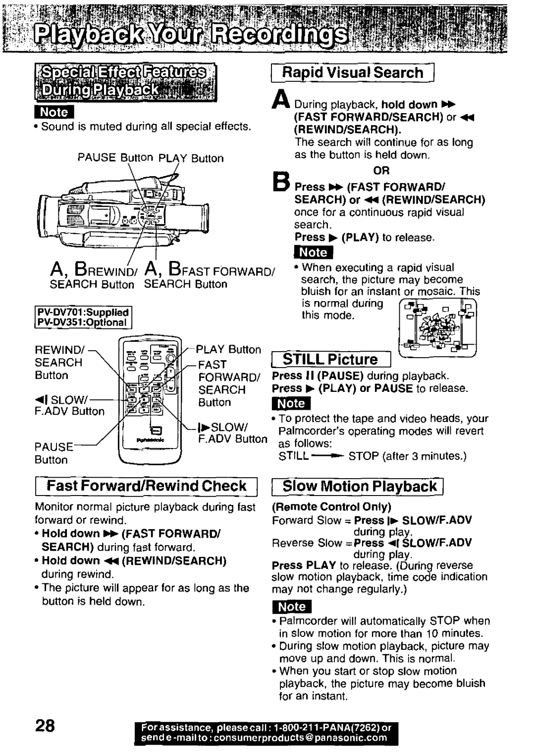 Panasonic PV-DV701, PV-DV351 manual 